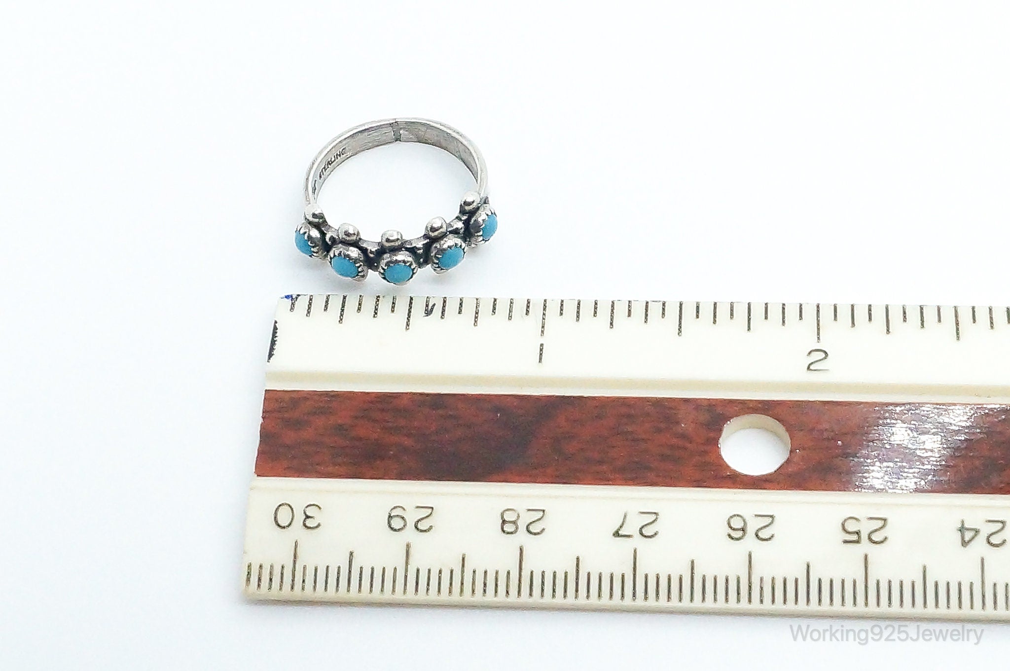 Vintage Native Bell Trading Post Turquoise Sterling Silver Ring - Size 5.25