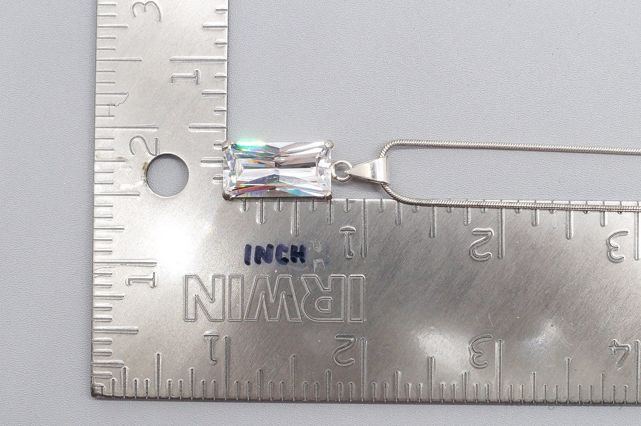 Vintage Large Cubic Zirconia Sterling Silver Necklace 24"