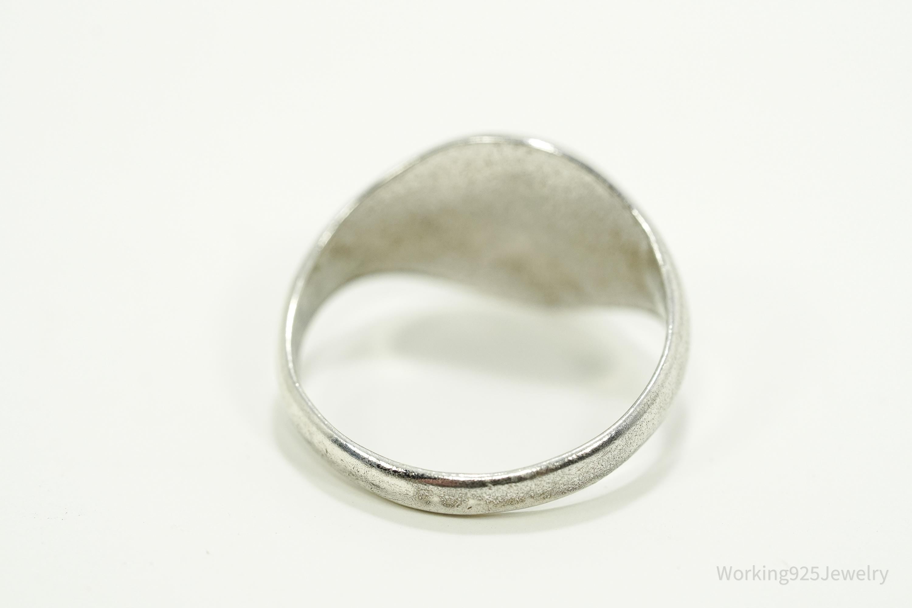 Antique Uncas MFG Co F Letter Sterling Silver Ring - Size 4