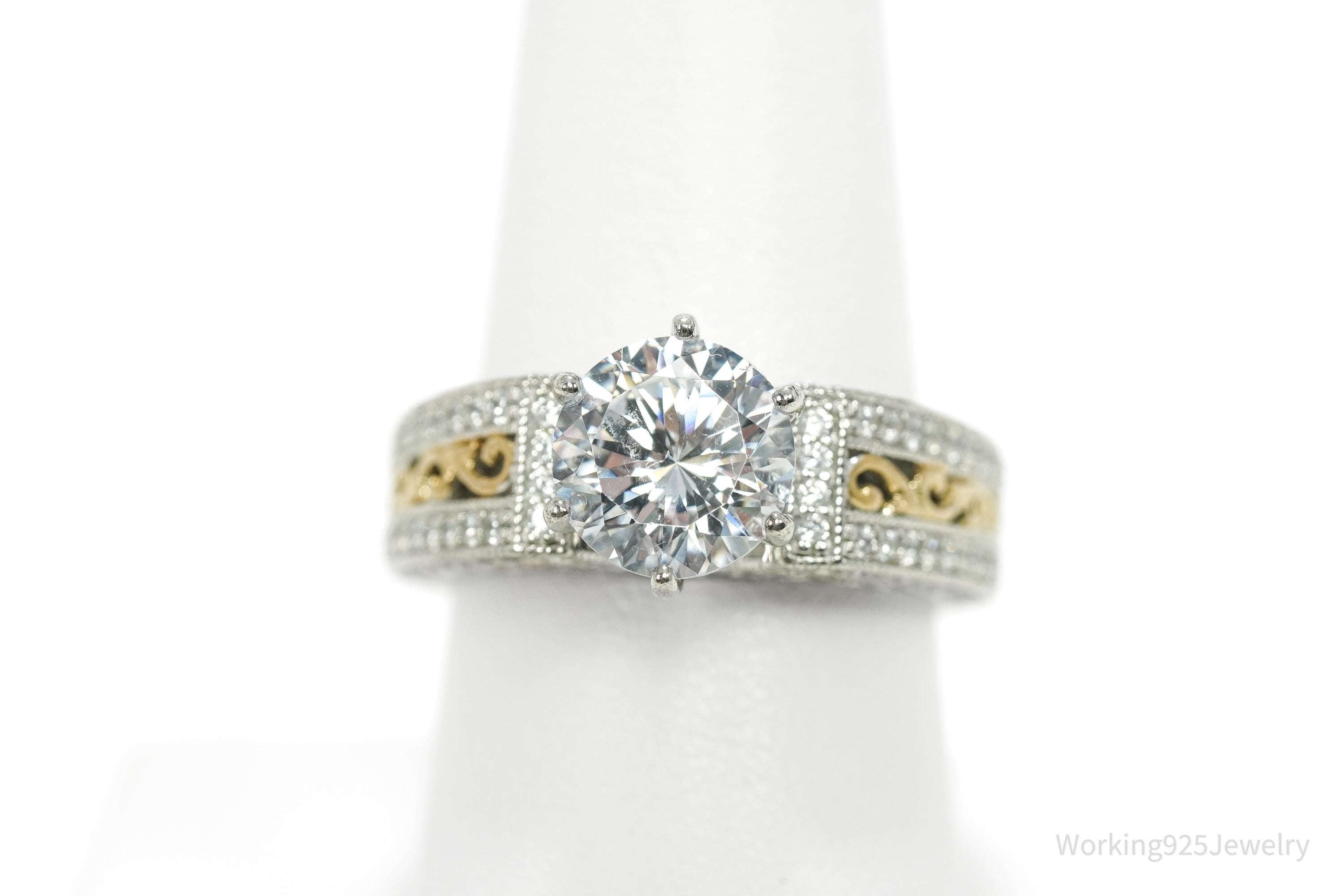 Designer Vanna K Cubic Zirconia Gold Vermeil Sterling Silver Ring - Size 8.25