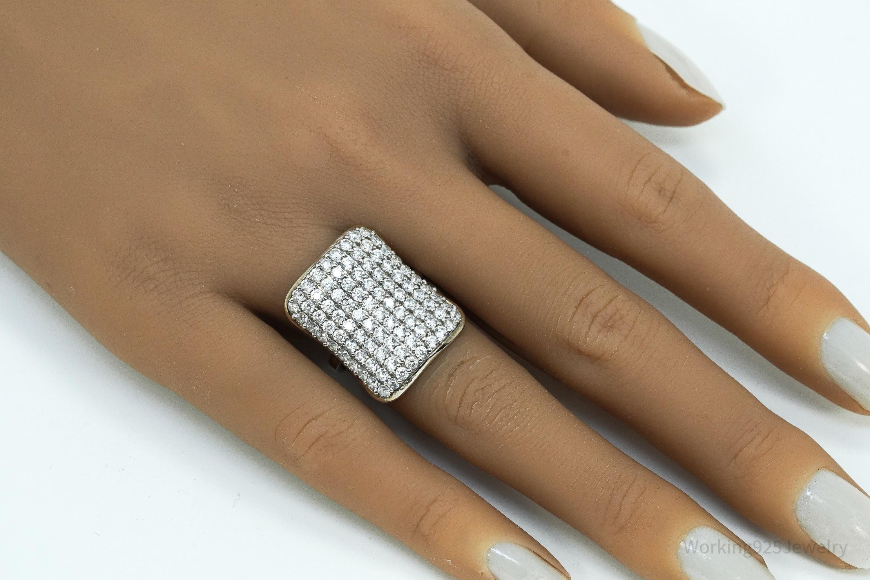 Vintage SJD Cubic Zirconia Sterling Silver Band Ring - Size 6.75