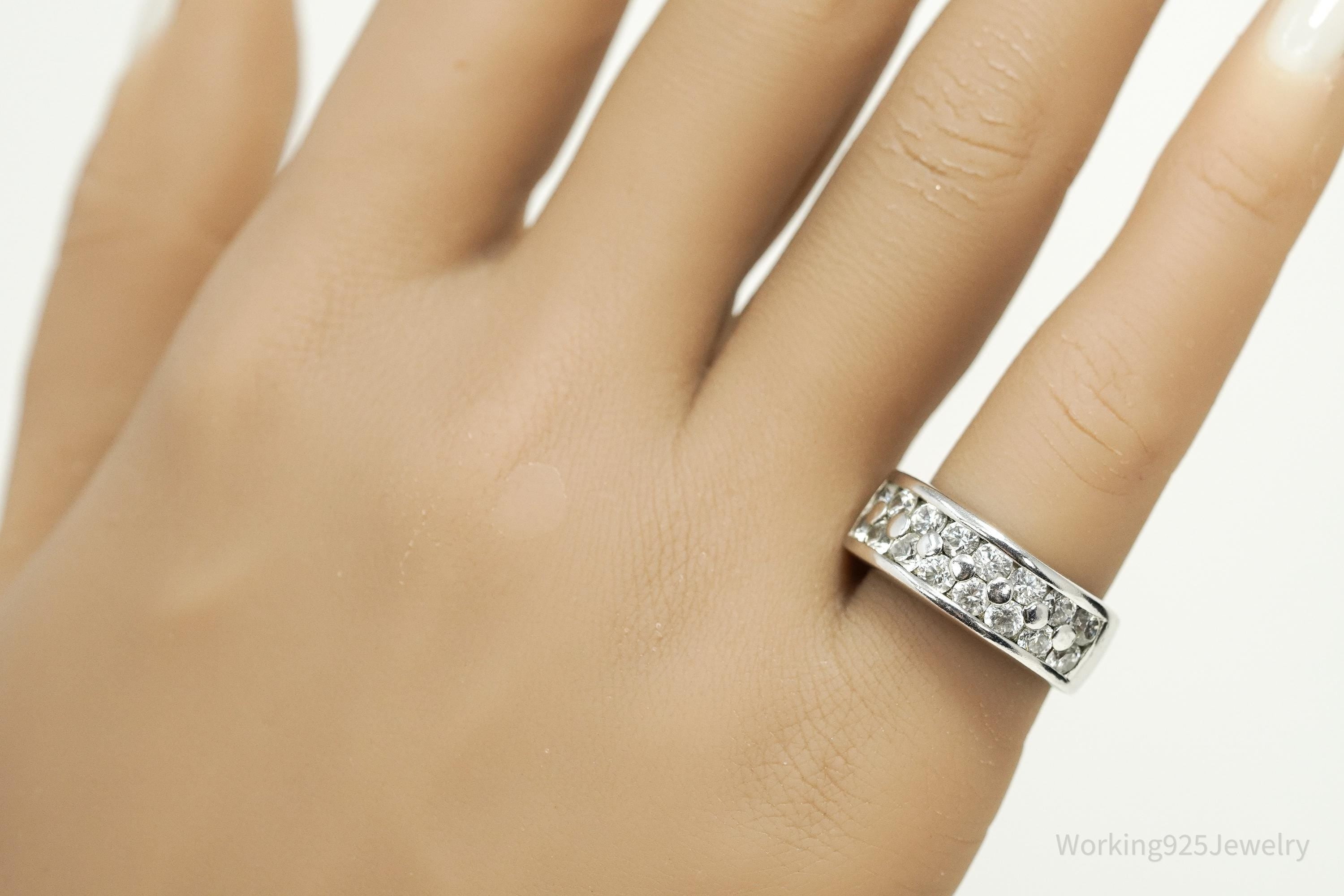 Vintage Cubic Zirconia Sterling Silver Ring - Size 6