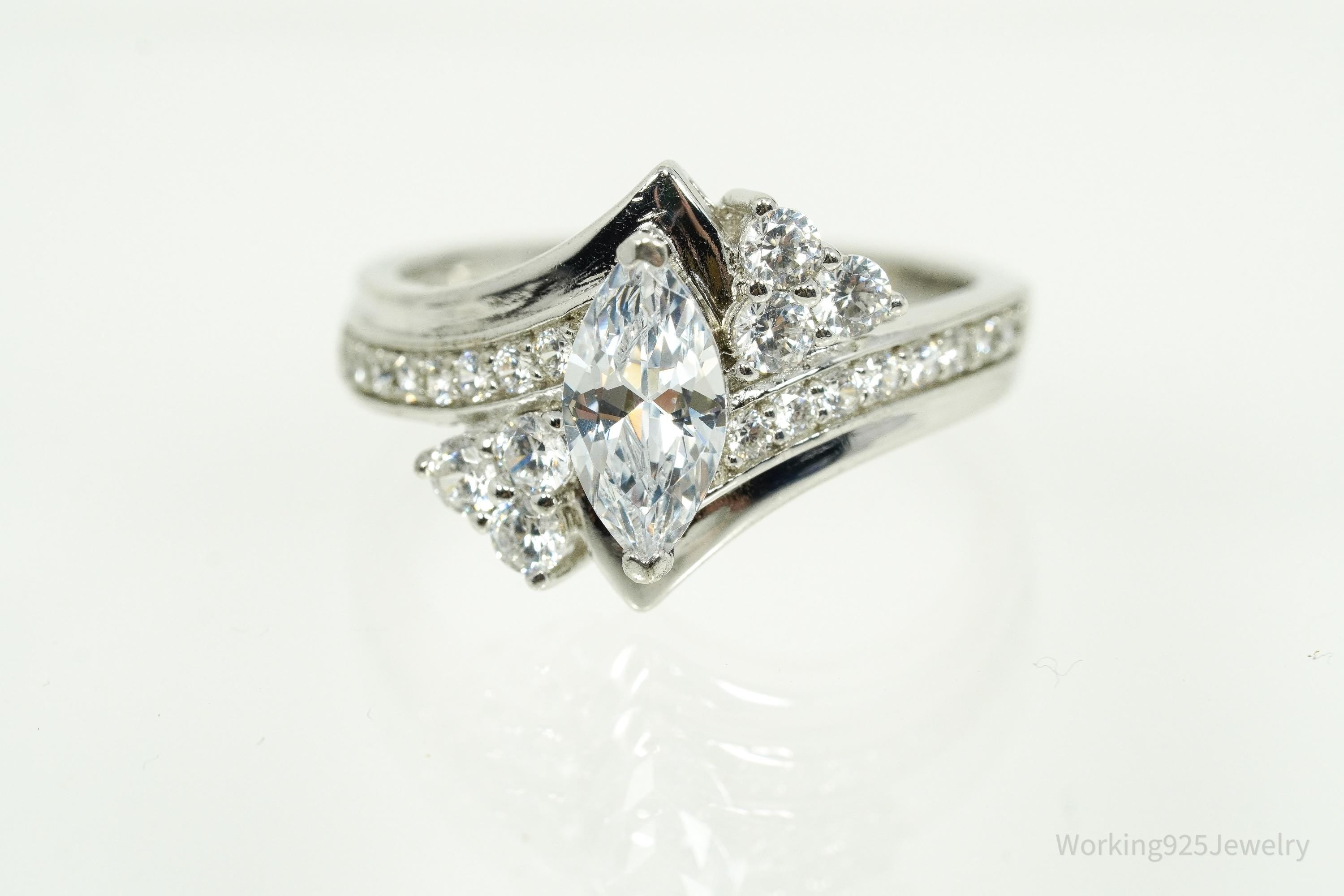 Vintage Cubic Zirconia Sterling Silver Ring Size 8.25