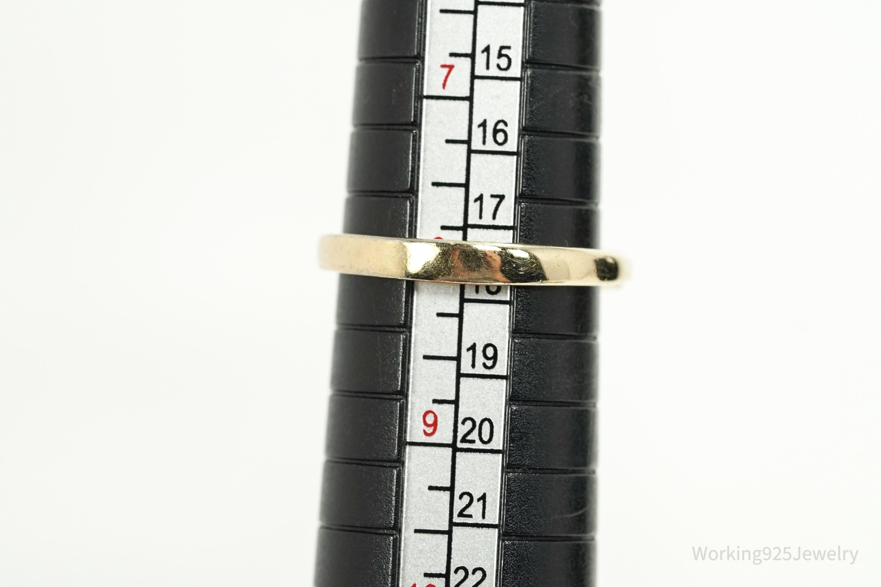 Vintage Designer FAS Cubic Zirconia Gold Vermeil Sterling Silver Ring - Size 8