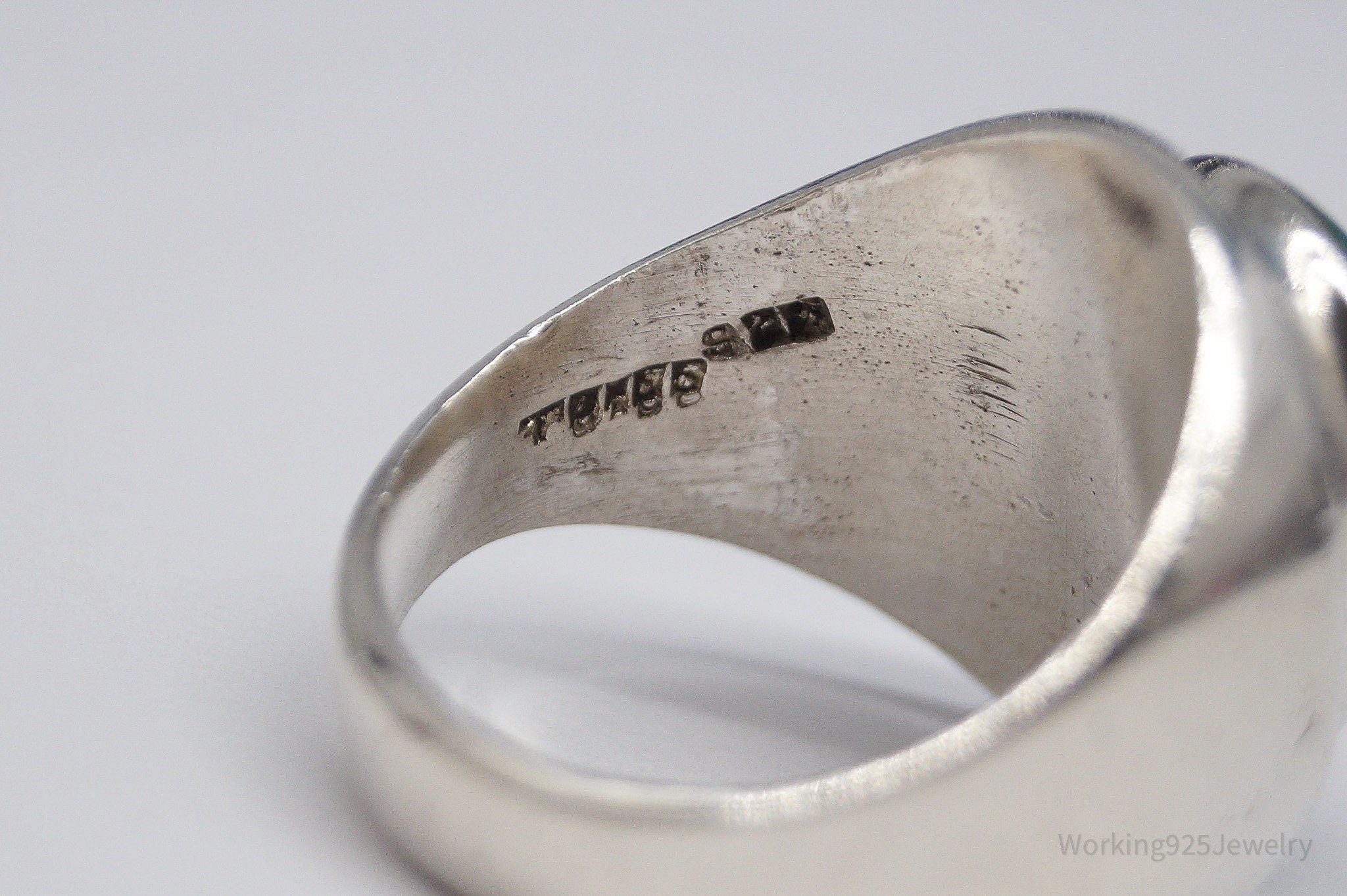 Vintage Mexico Azurite Malachite Sterling Silver Ring - Size 12.5