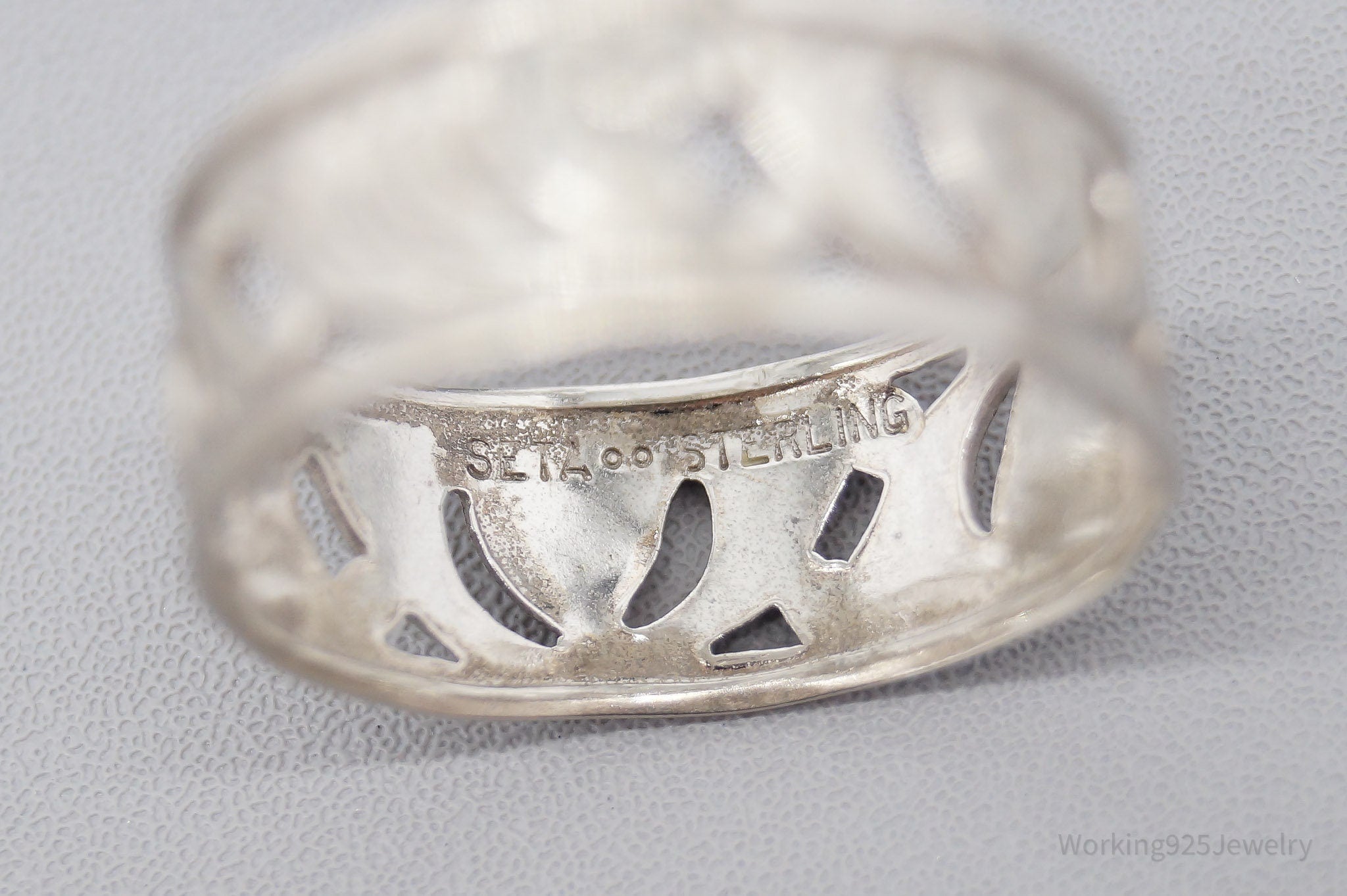 Antique Vintage SETA Ornate Sterling Silver Band Ring - Size 8.75