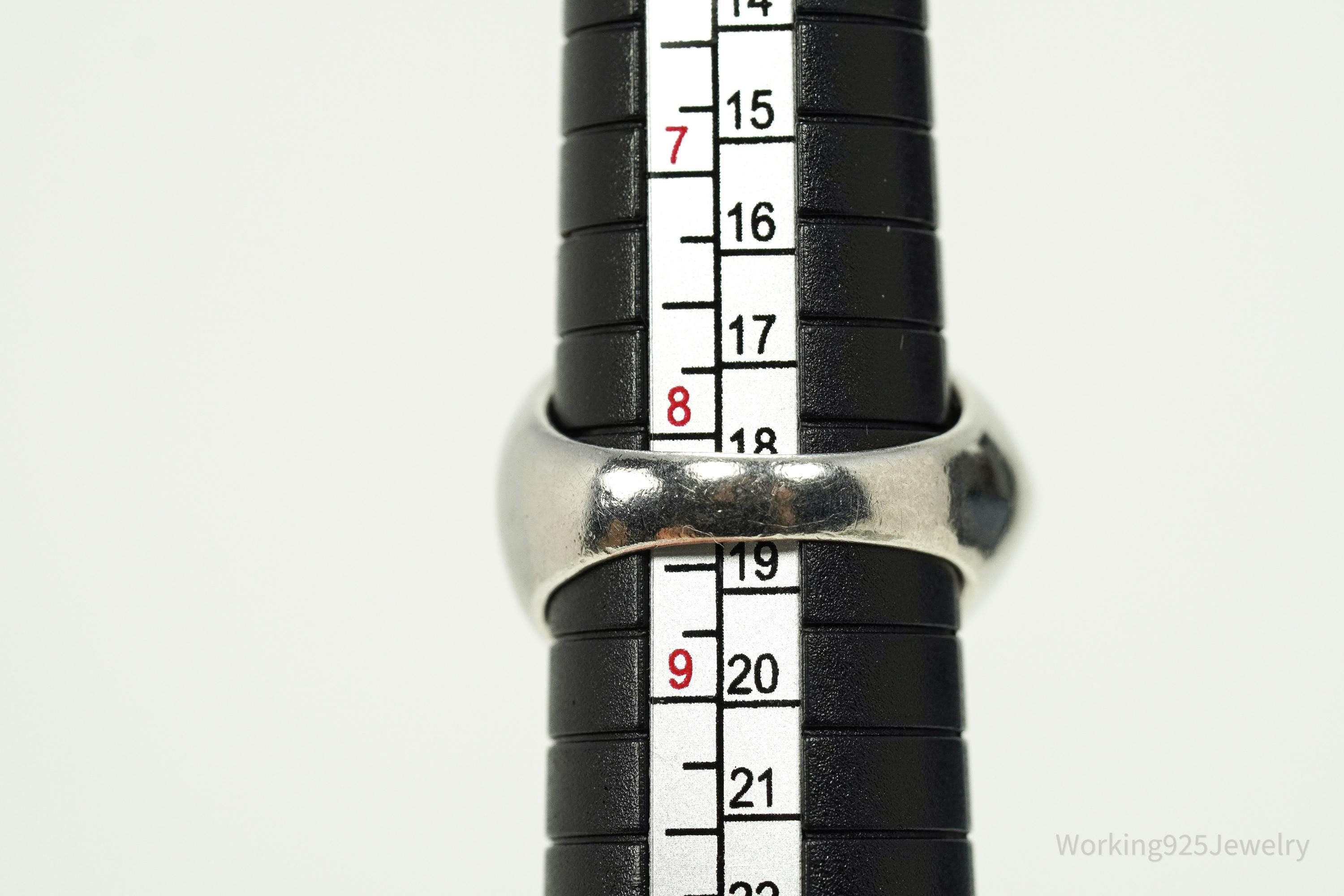 Vintage Blue Lace Agate Sterling Silver Ring - Size 8.25