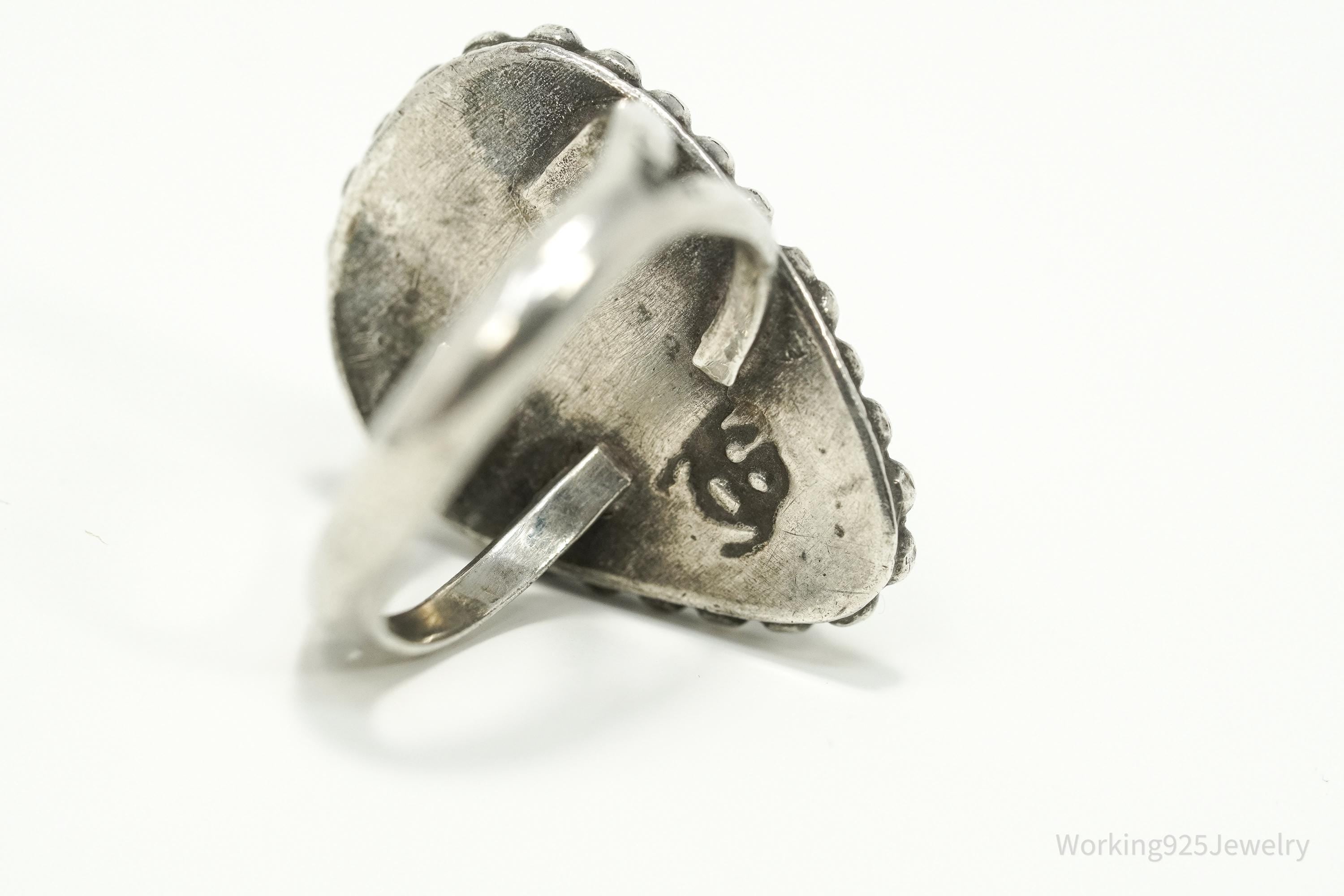 Vintage Handmade Native American Turquoise Sterling Silver Ring - Size 5.75