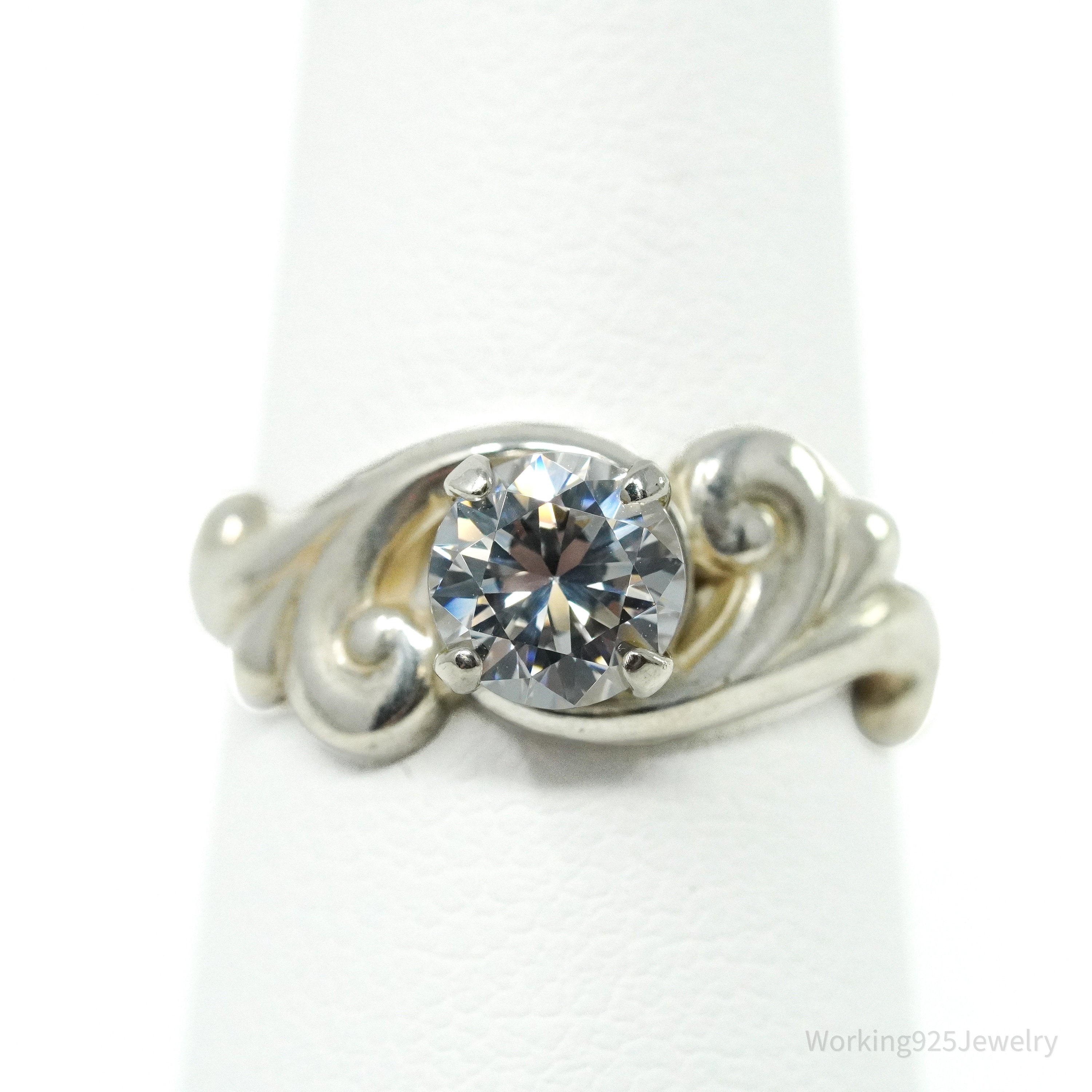 Vintage KABANA Diamonique Cubic Zirconia Sterling Silver Ring - Size 5