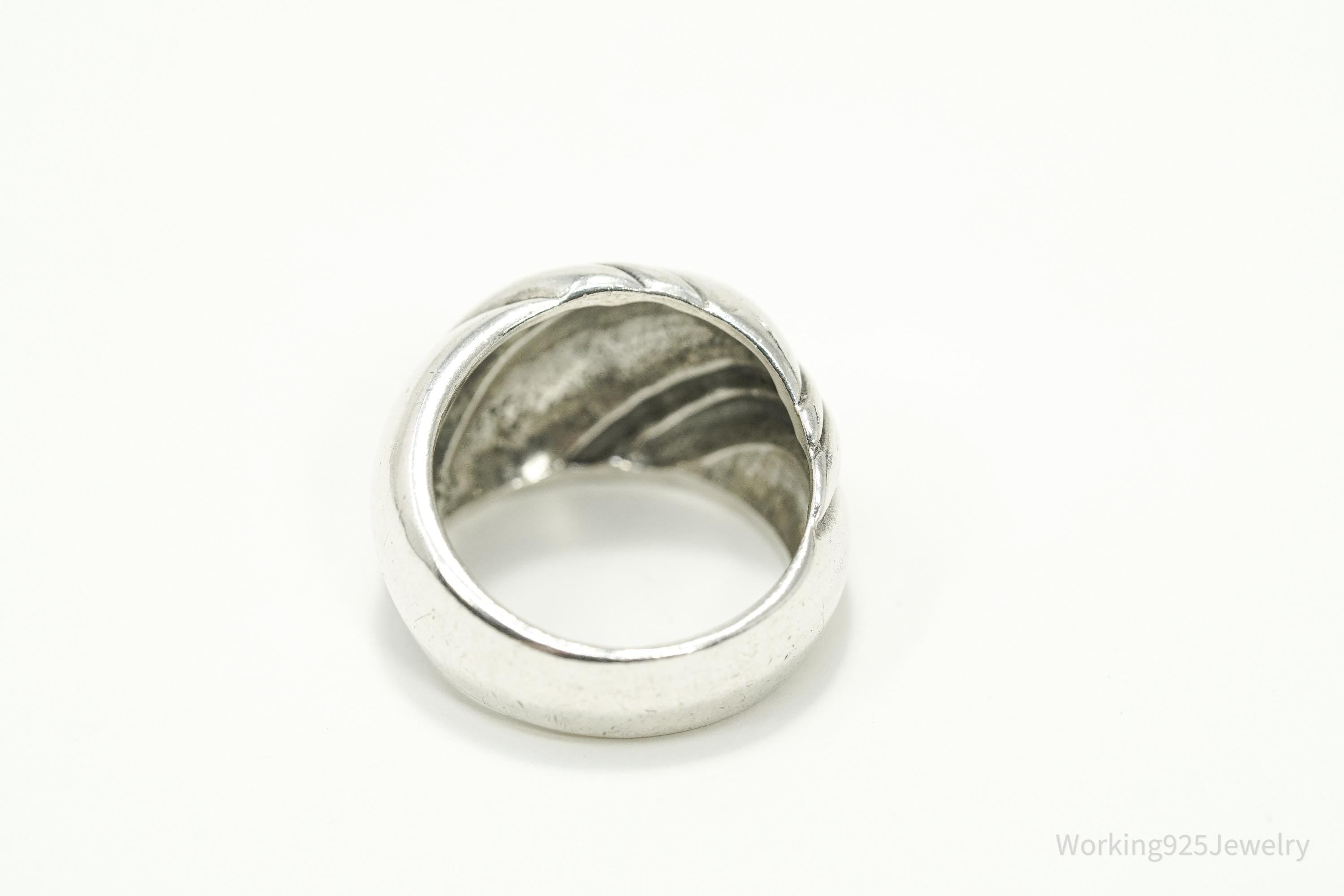 Vintage Designer Kabana Puffy Style Sterling Silver Ring - Size 7