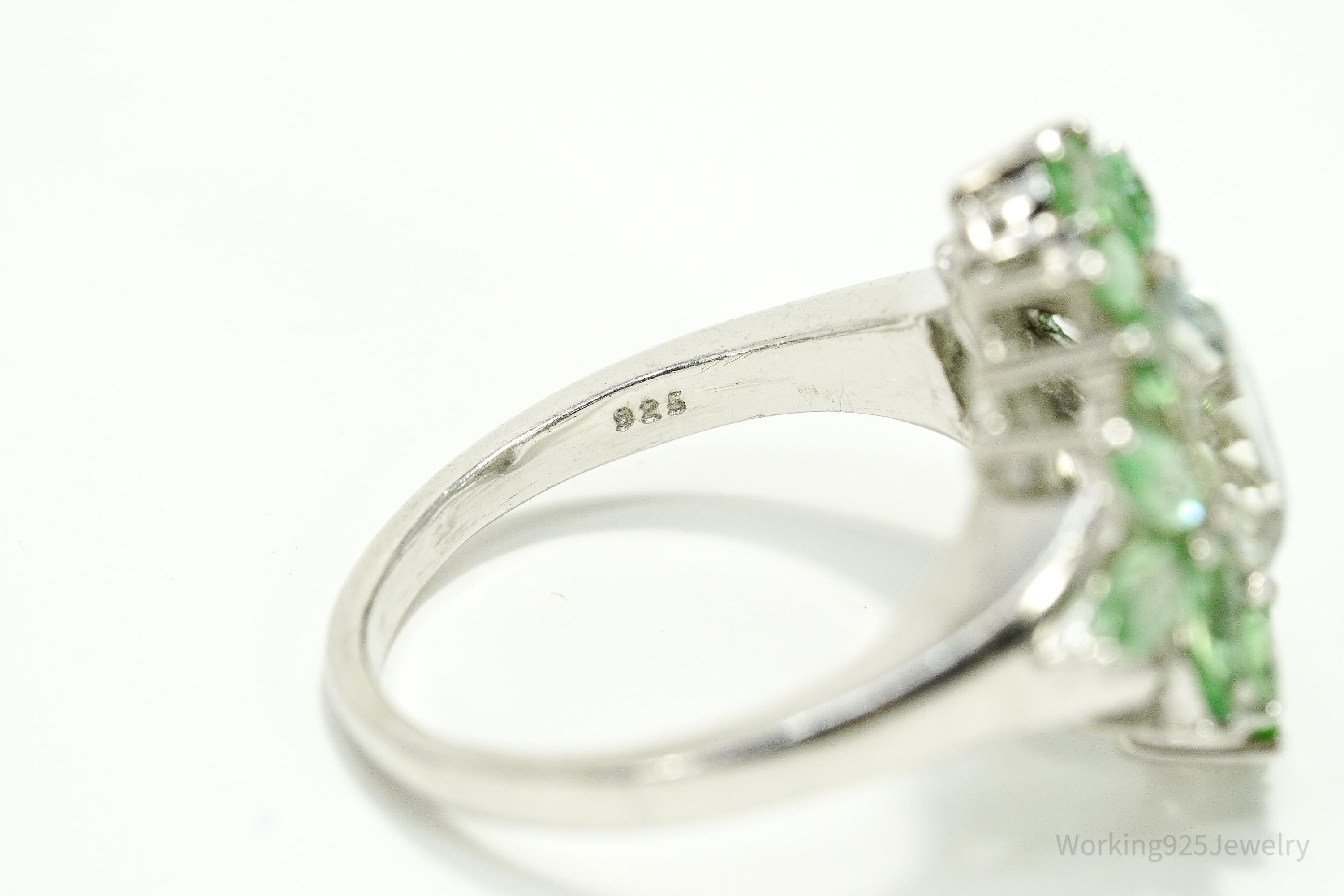 Vintage Blue Topaz & Green Amethyst Sterling Silver Ring - Size 7