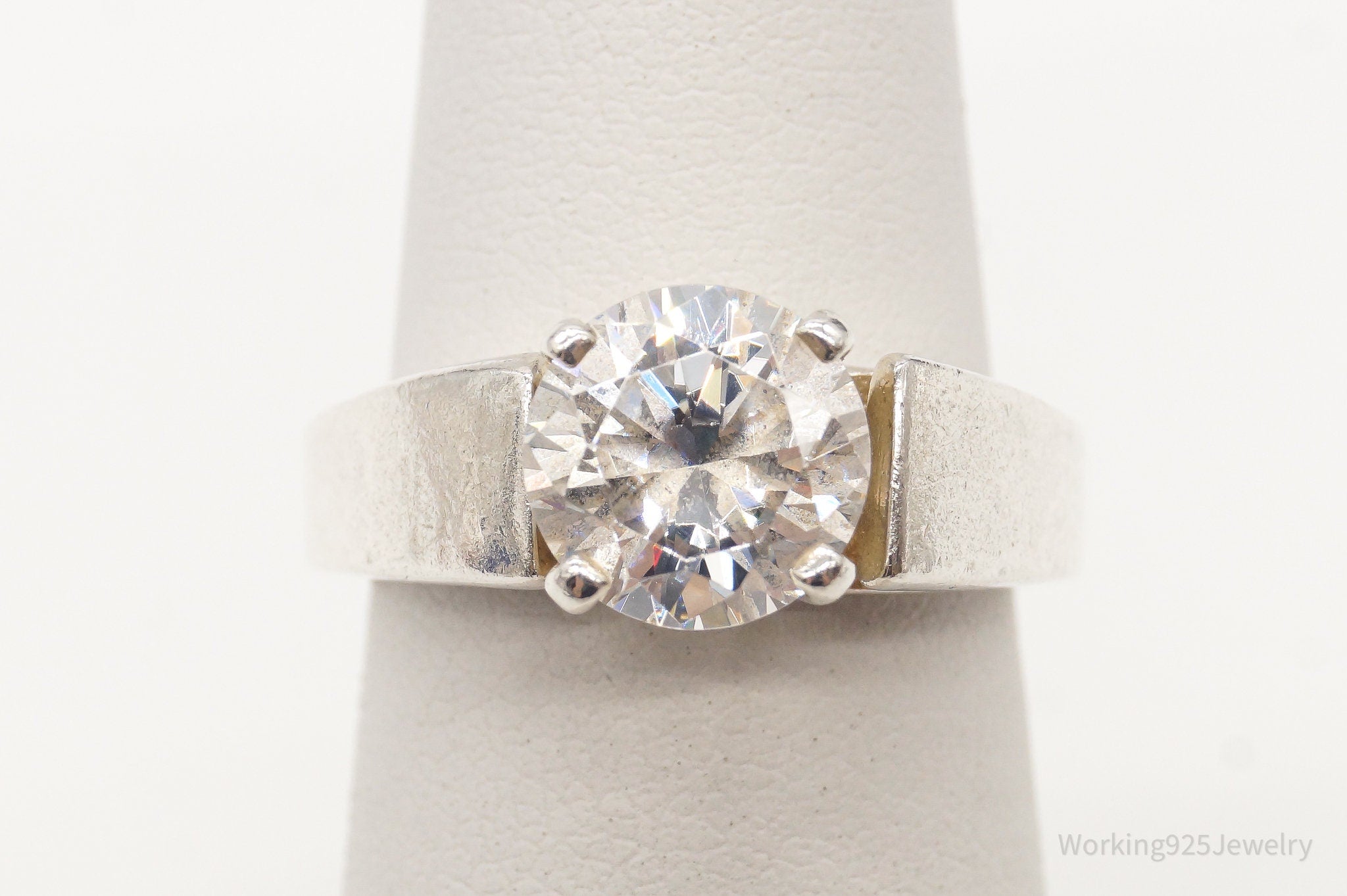 Vintage DQCZ Diamonique Sterling Silver Ring - Size 5