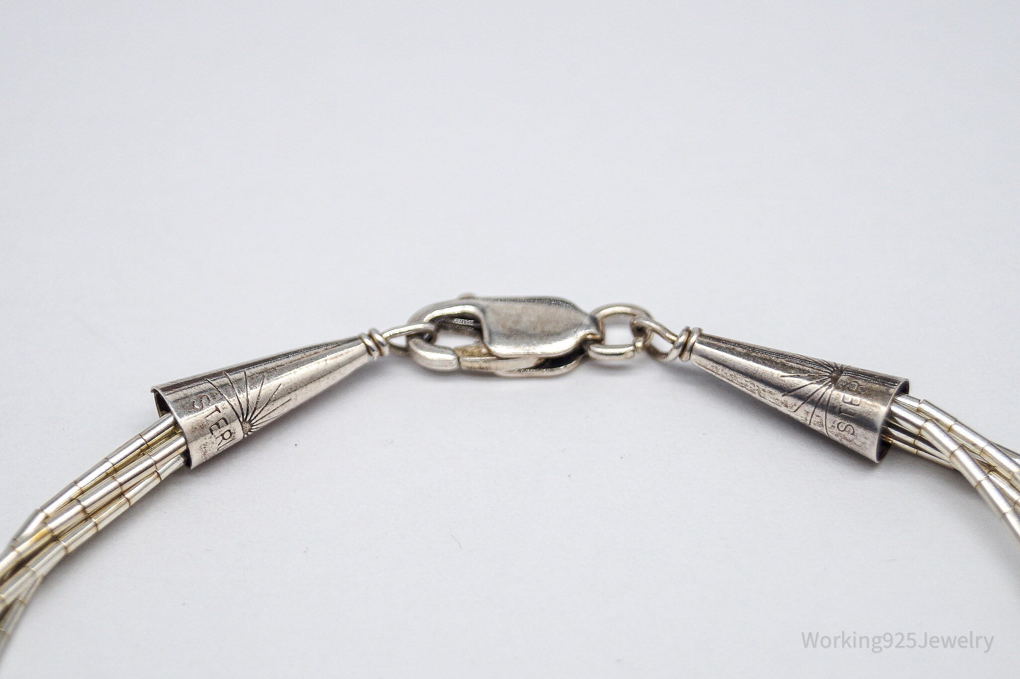 Vintage Handmade Native American Lapis Lazuli Sterling Silver Bead Bracelet