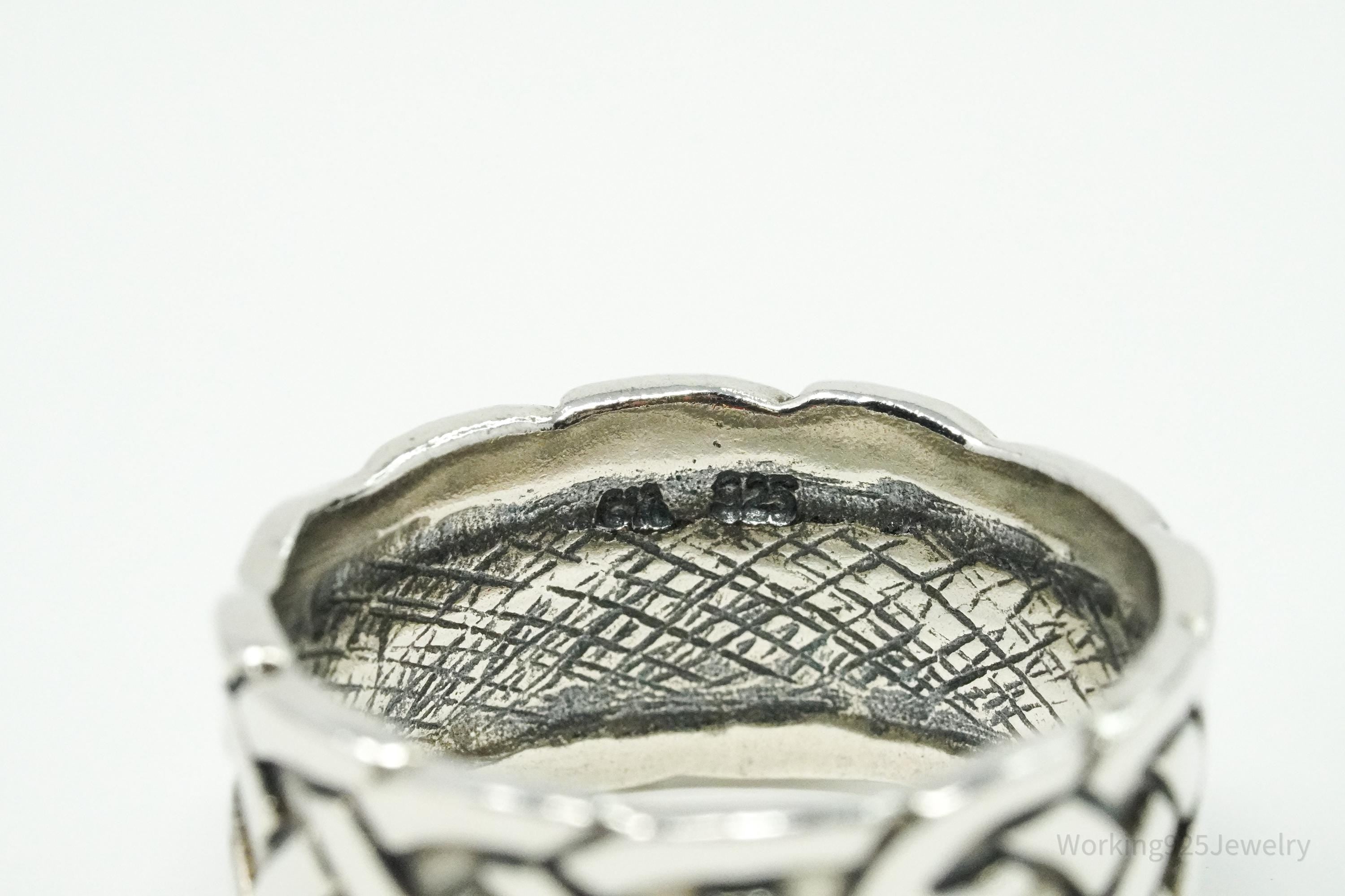 Vintage Celtic Knots Sterling Silver Band Ring - Size 11.5