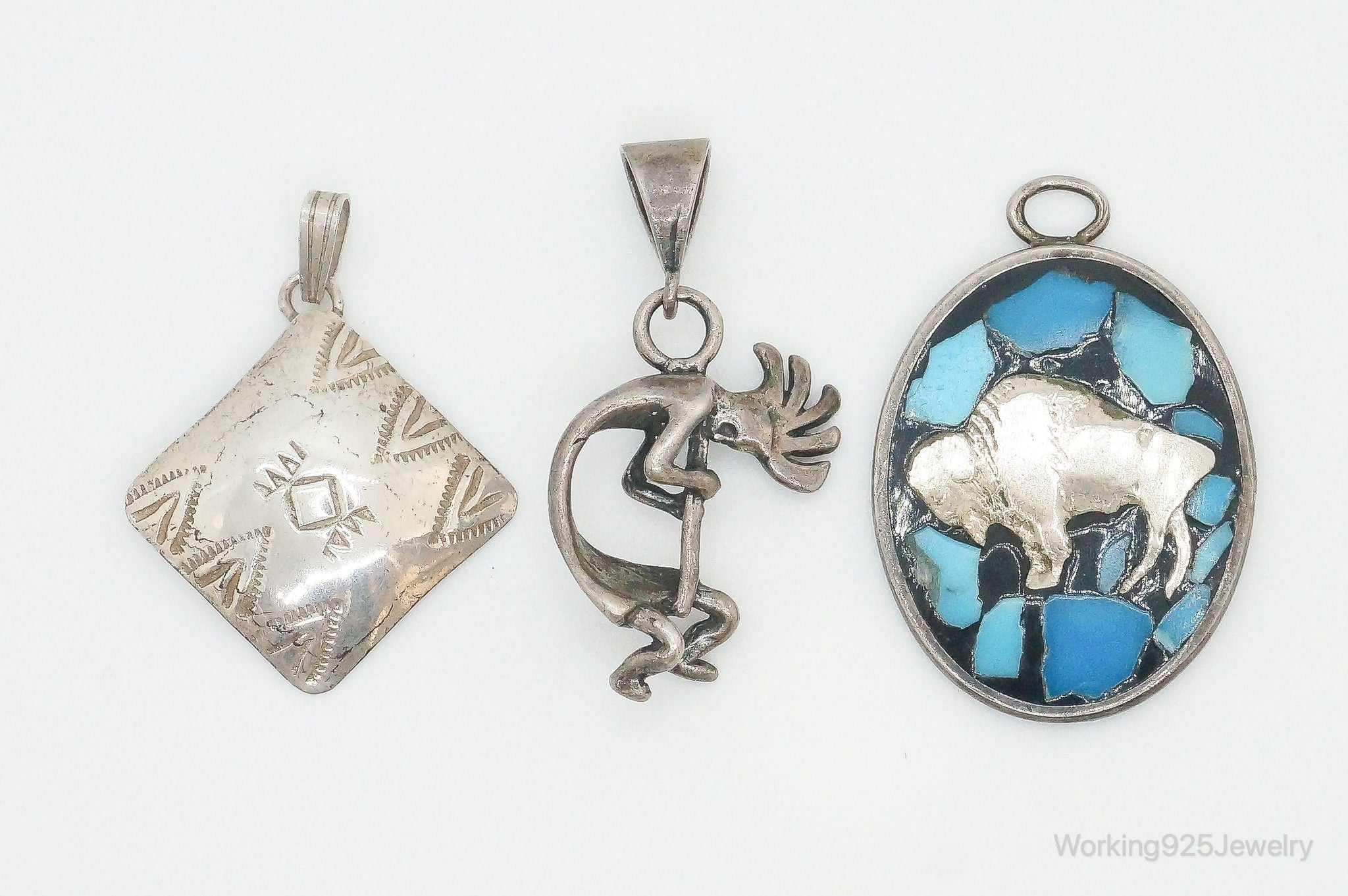 Vintage Native American Turquoise Sterling Silver Pendants