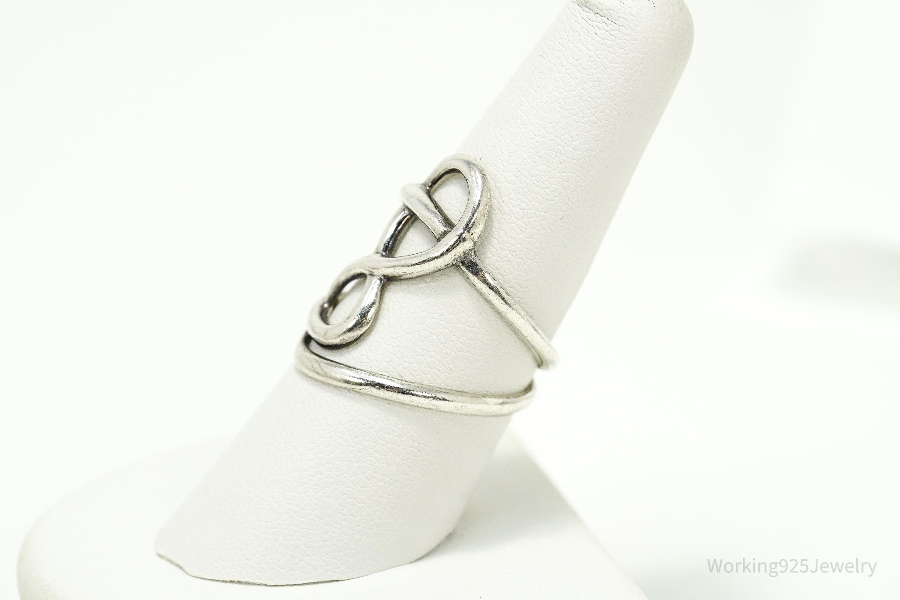 Vintage Knot Design Sterling Silver Ring - Size 8.25