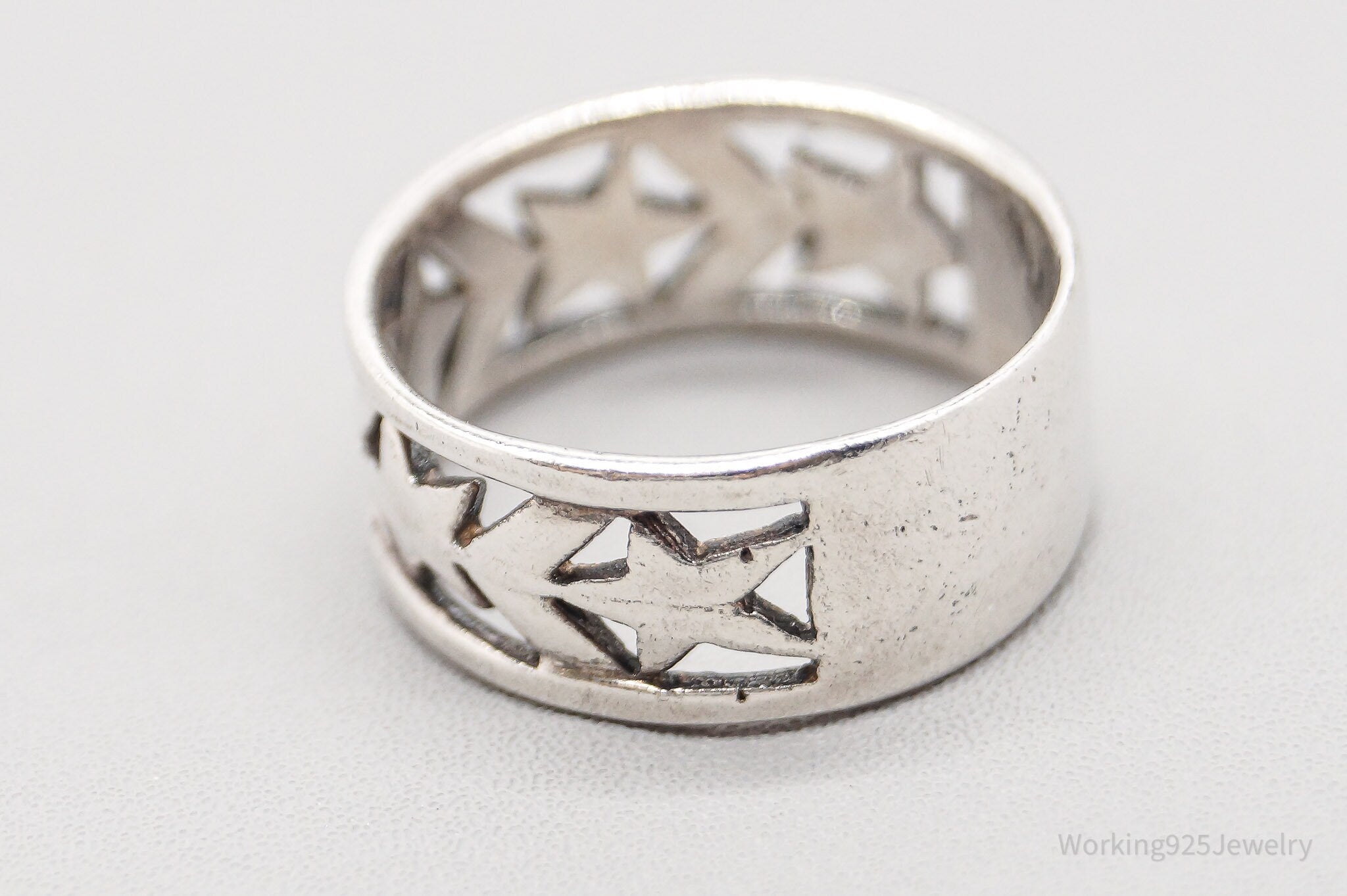 Vintage Boma Star Pattern Sterling Silver Band Ring - Size 7.25