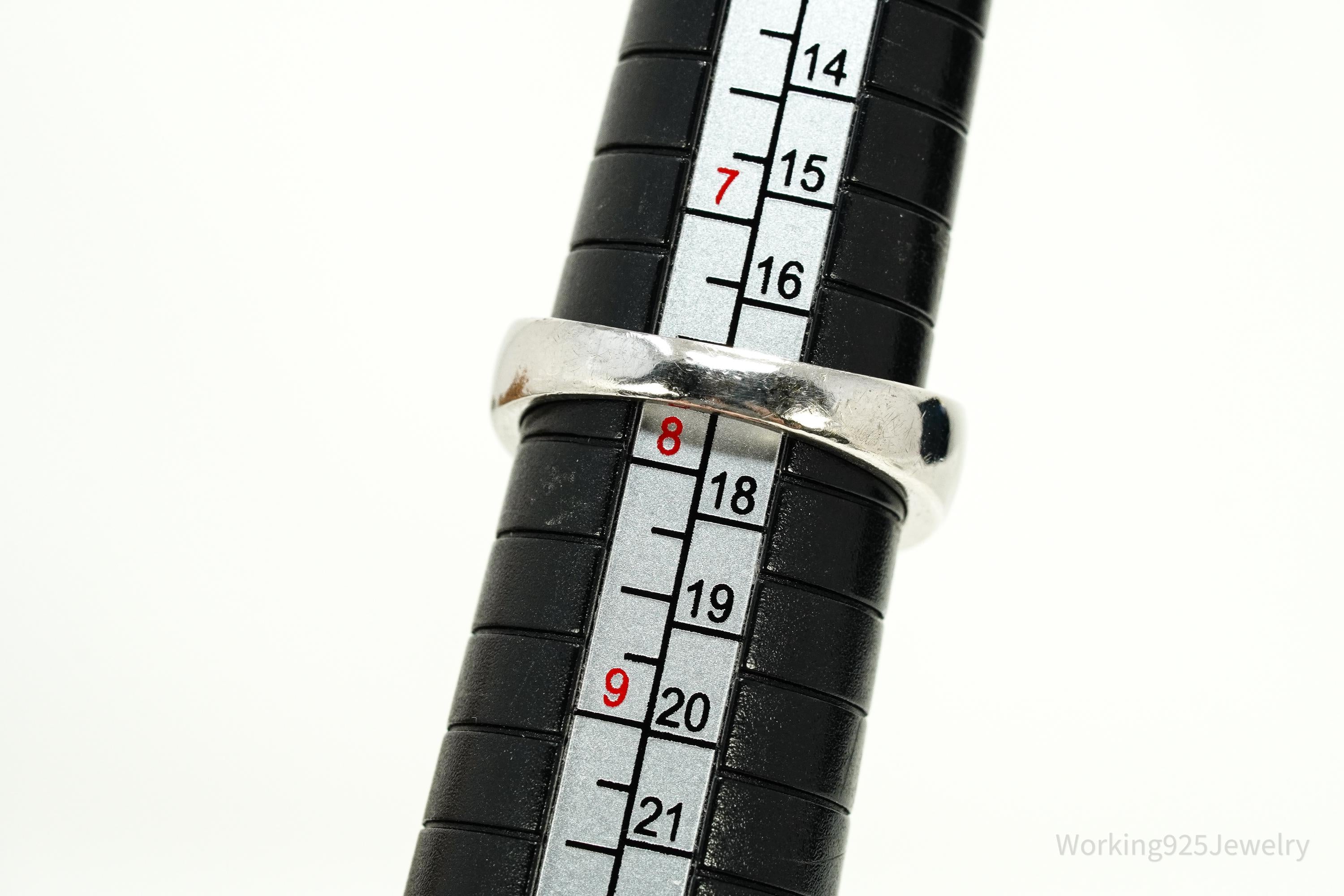 Vintage Lab Created Sapphire Cubic Zirconia Opal Sterling Silver Ring - Size 7.75