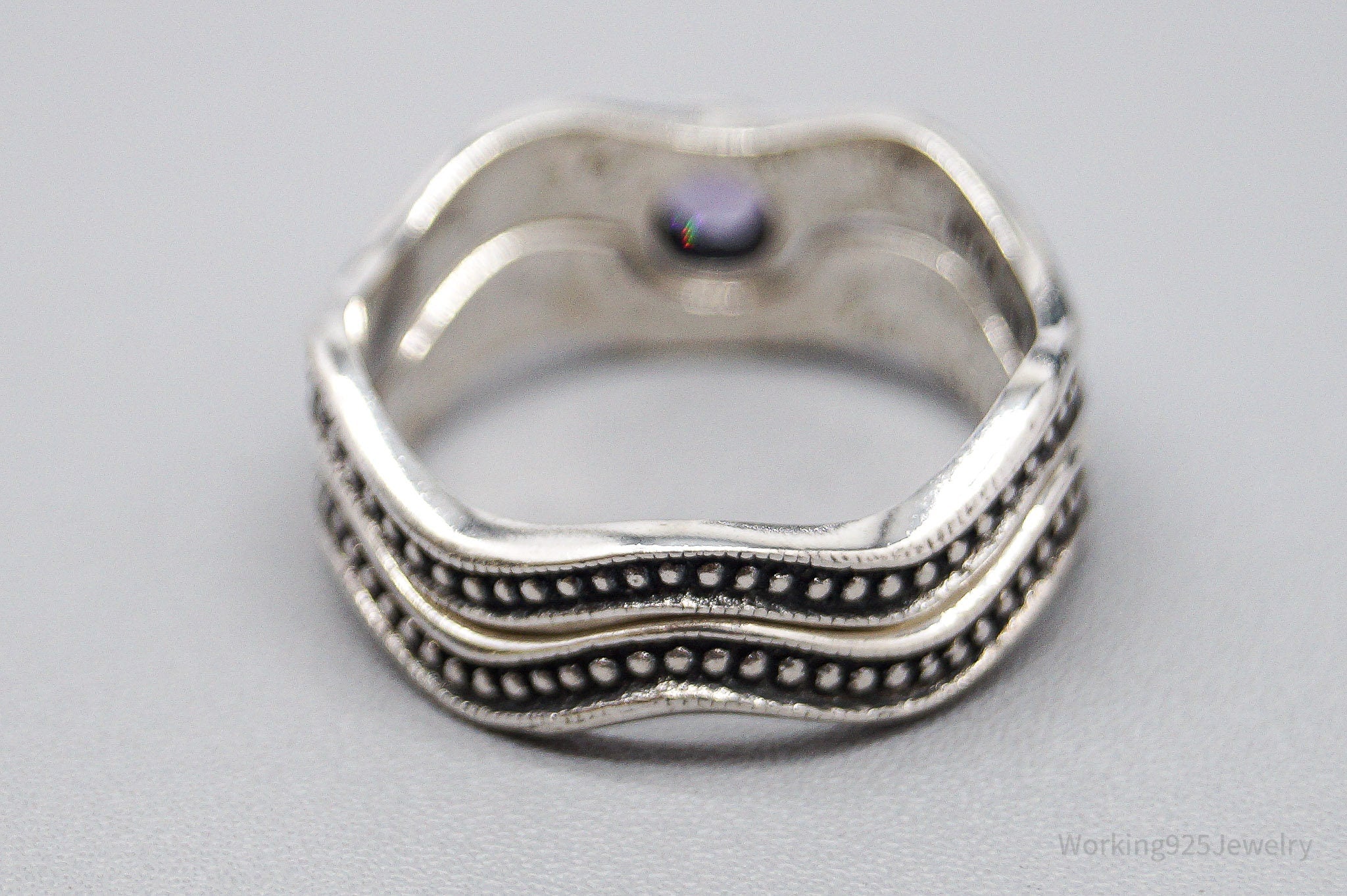 Vintage Boma Amethyst Sterling Silver Stacker Ring Set - Size 7.75