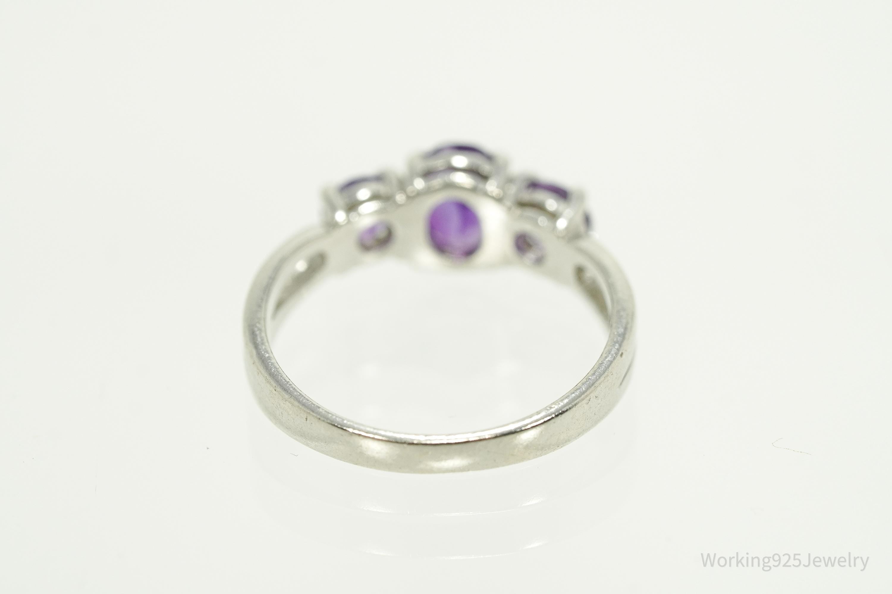 Vintage Amethyst Sterling Silver Ring - Size 6.25
