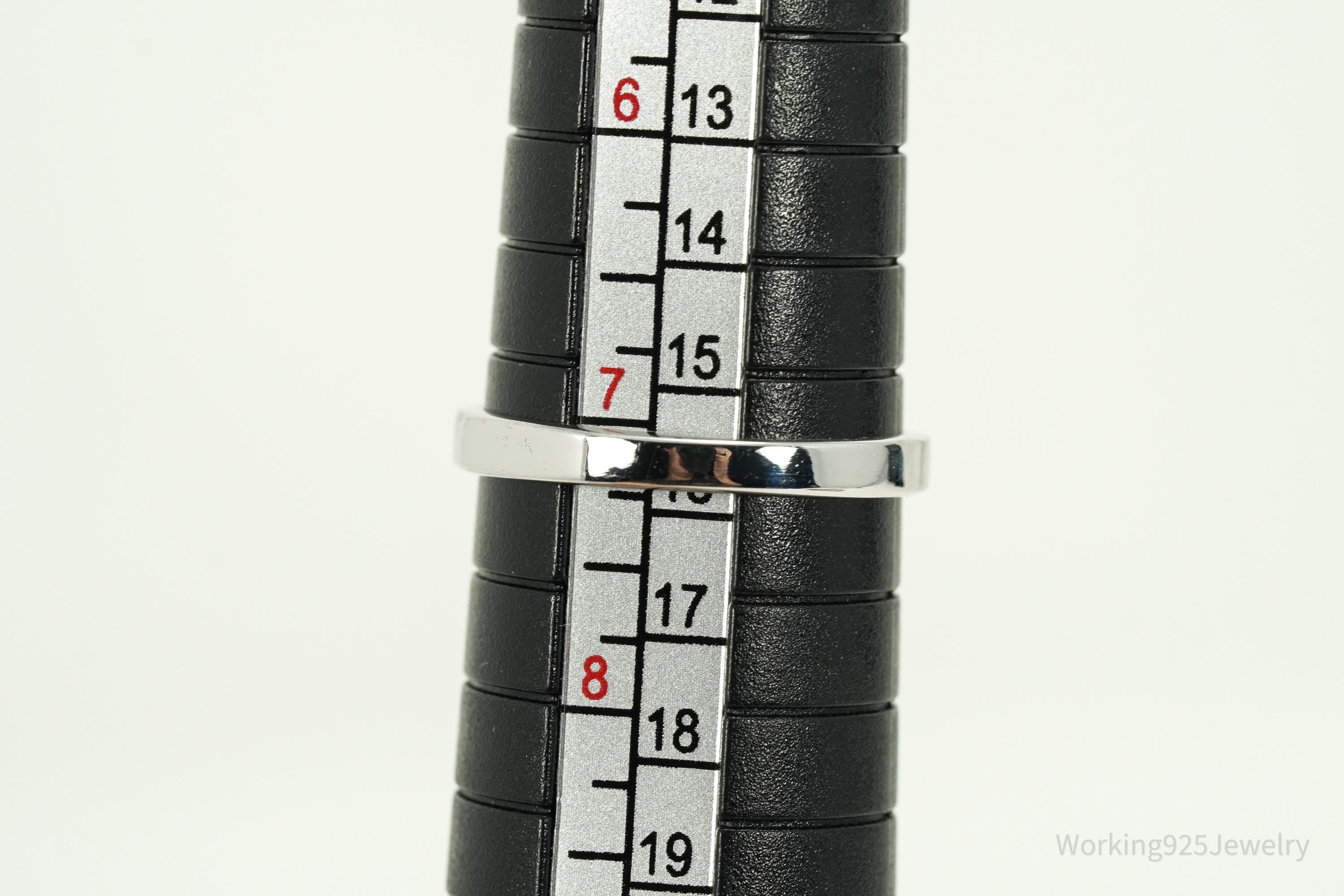 VTG Blue & White Cubic Zirconia Sterling Silver Ring - Size 7.25