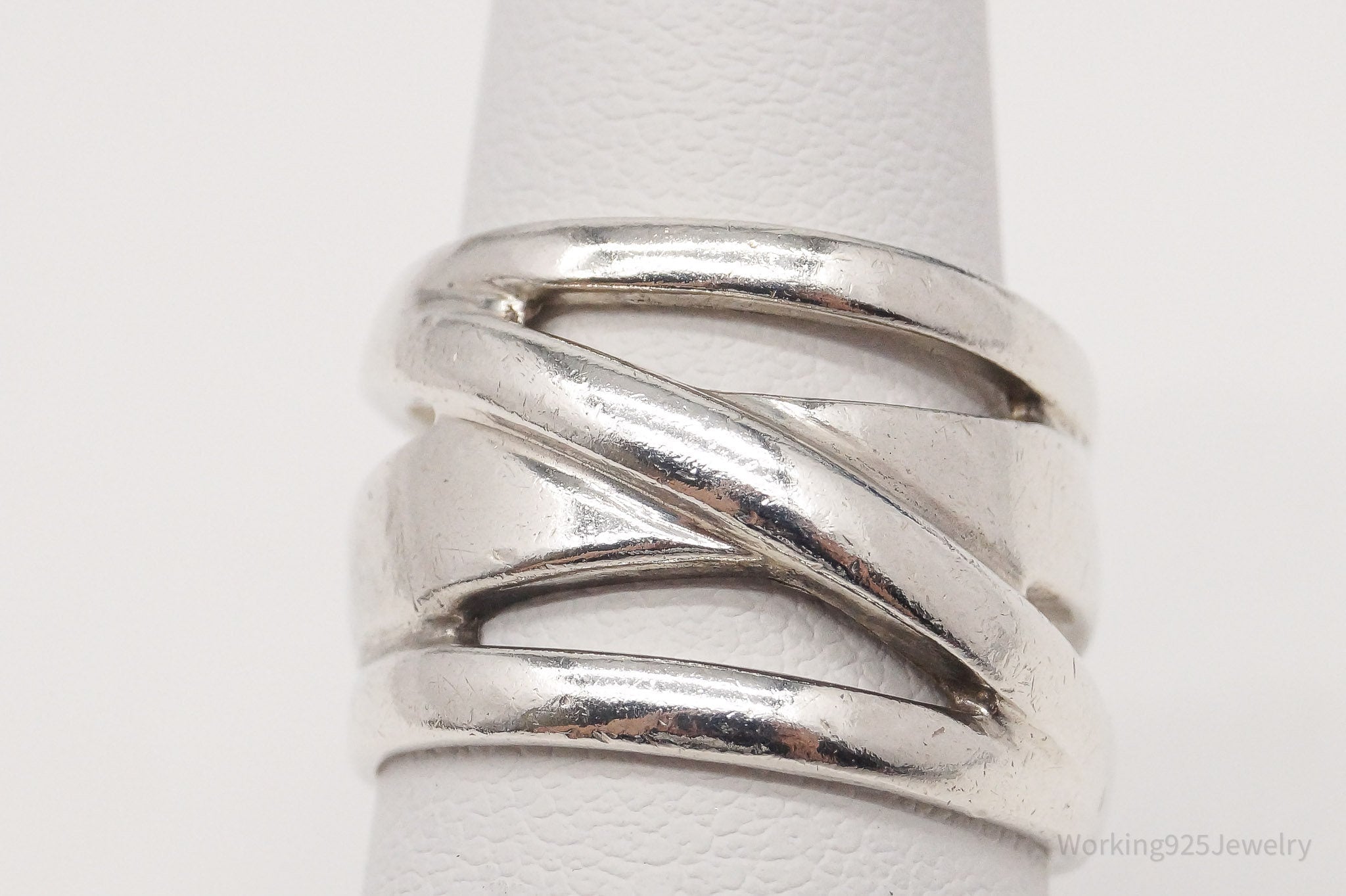 Vintage Sweden Modernist GHA Sterling Silver Band Ring - Size 6.5