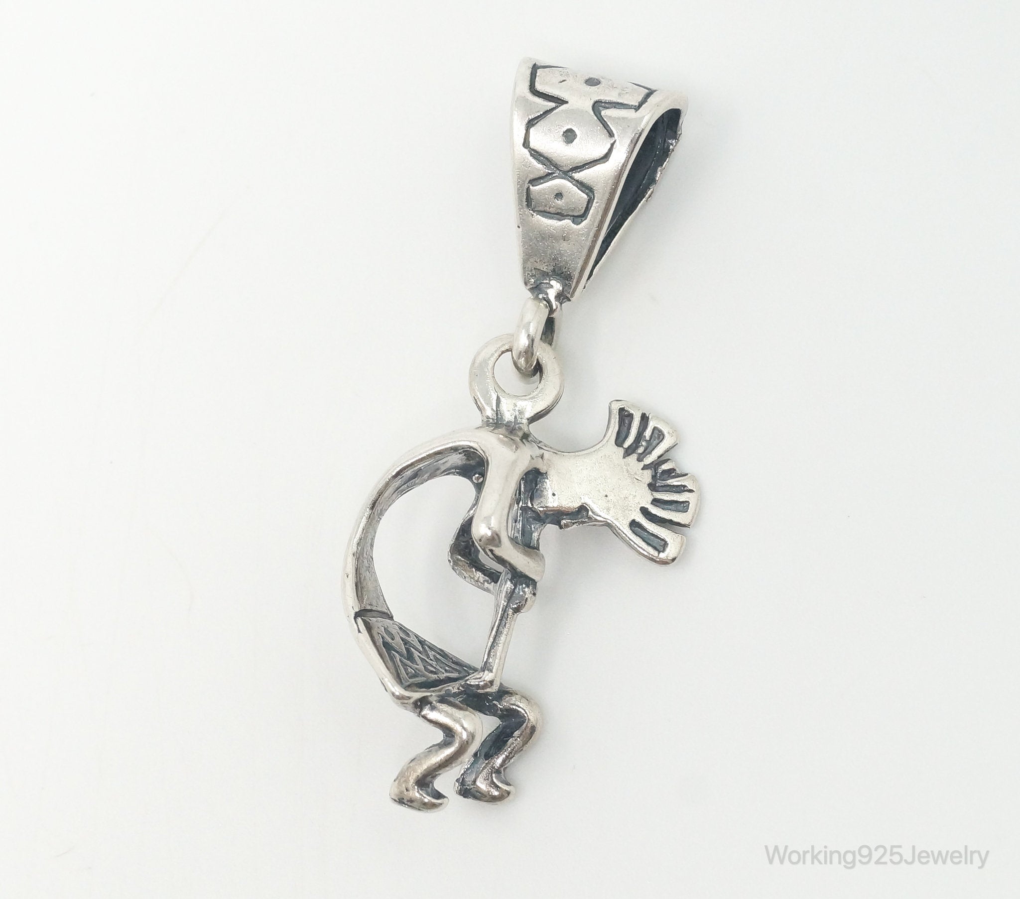 Vintage Native American Dancing Kokopelli Sterling Silver Pendant