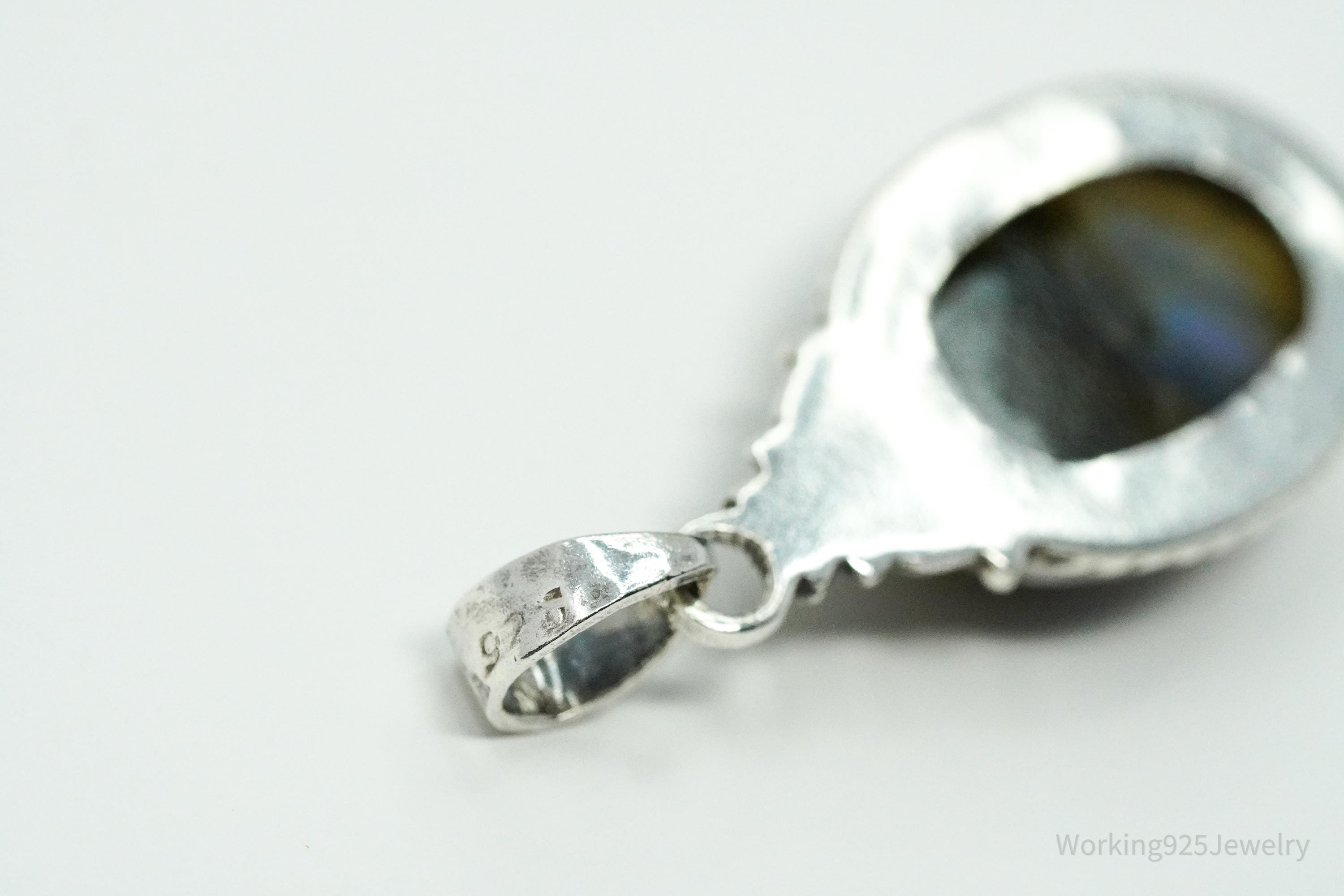 Vintage Labradorite Sterling Silver Necklace Pendant