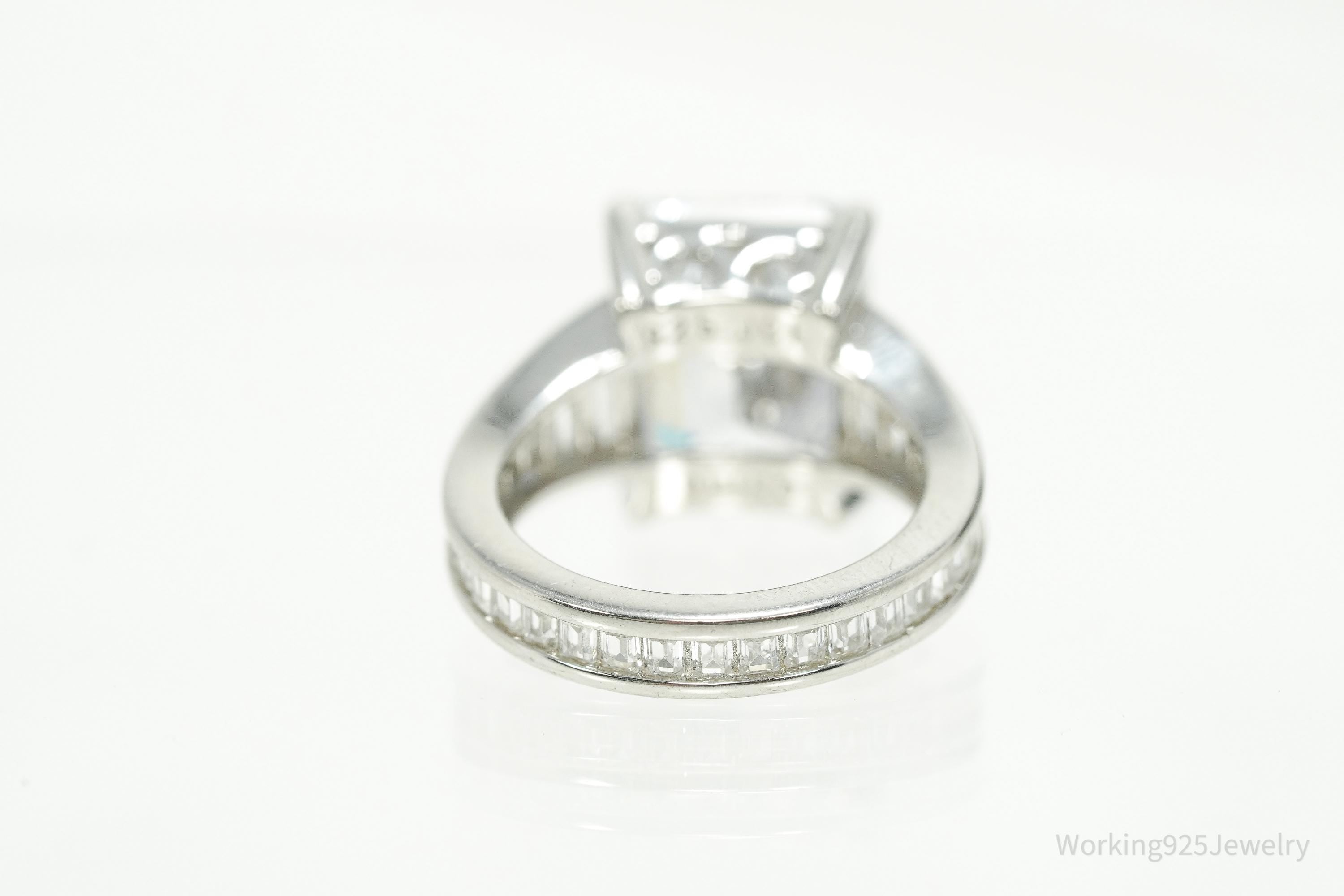 Vintage JCL Large Cubic Zirconia Sterling Silver Ring Size 5