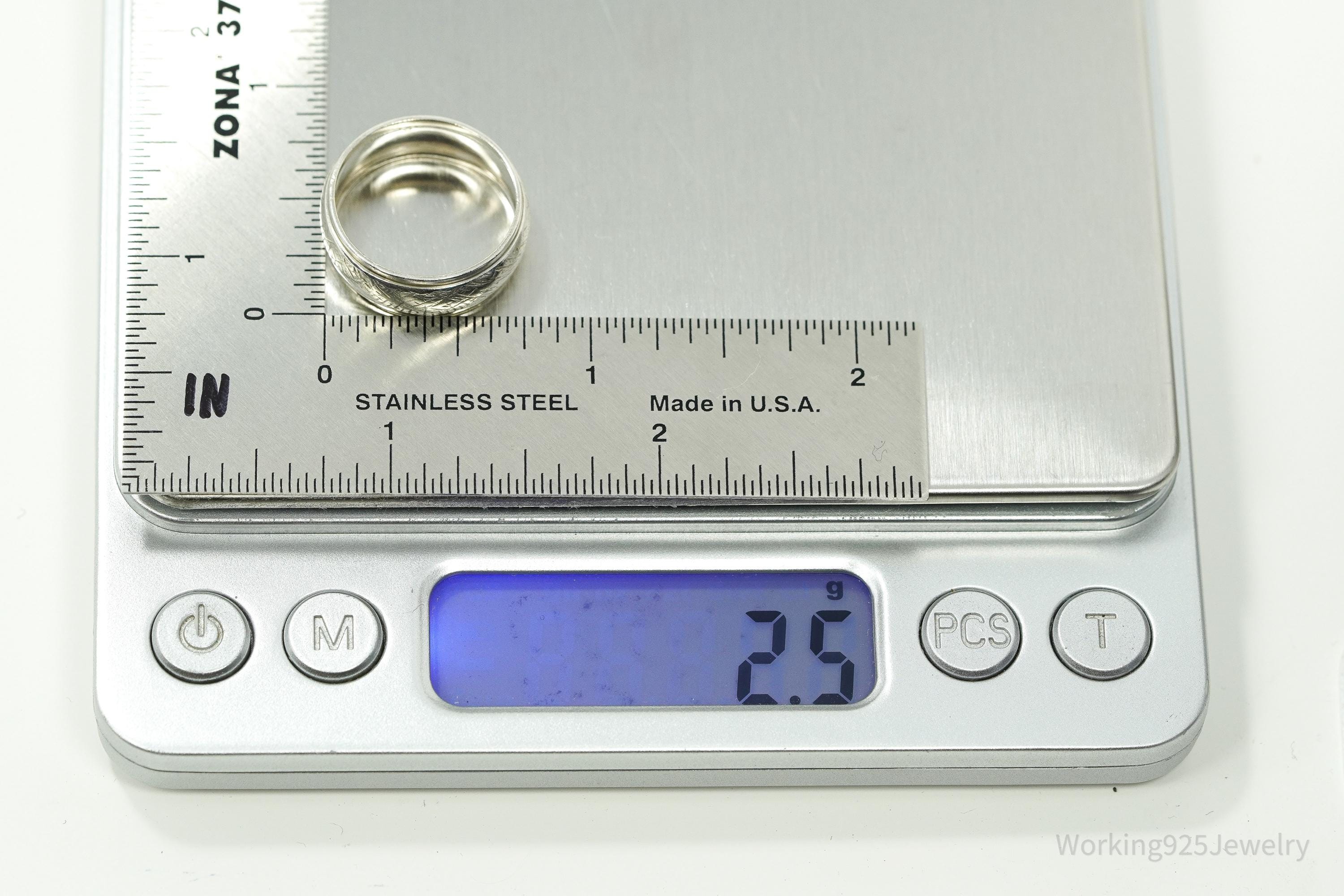 Antique Designer Sterling Silver Band Ring - Size 7