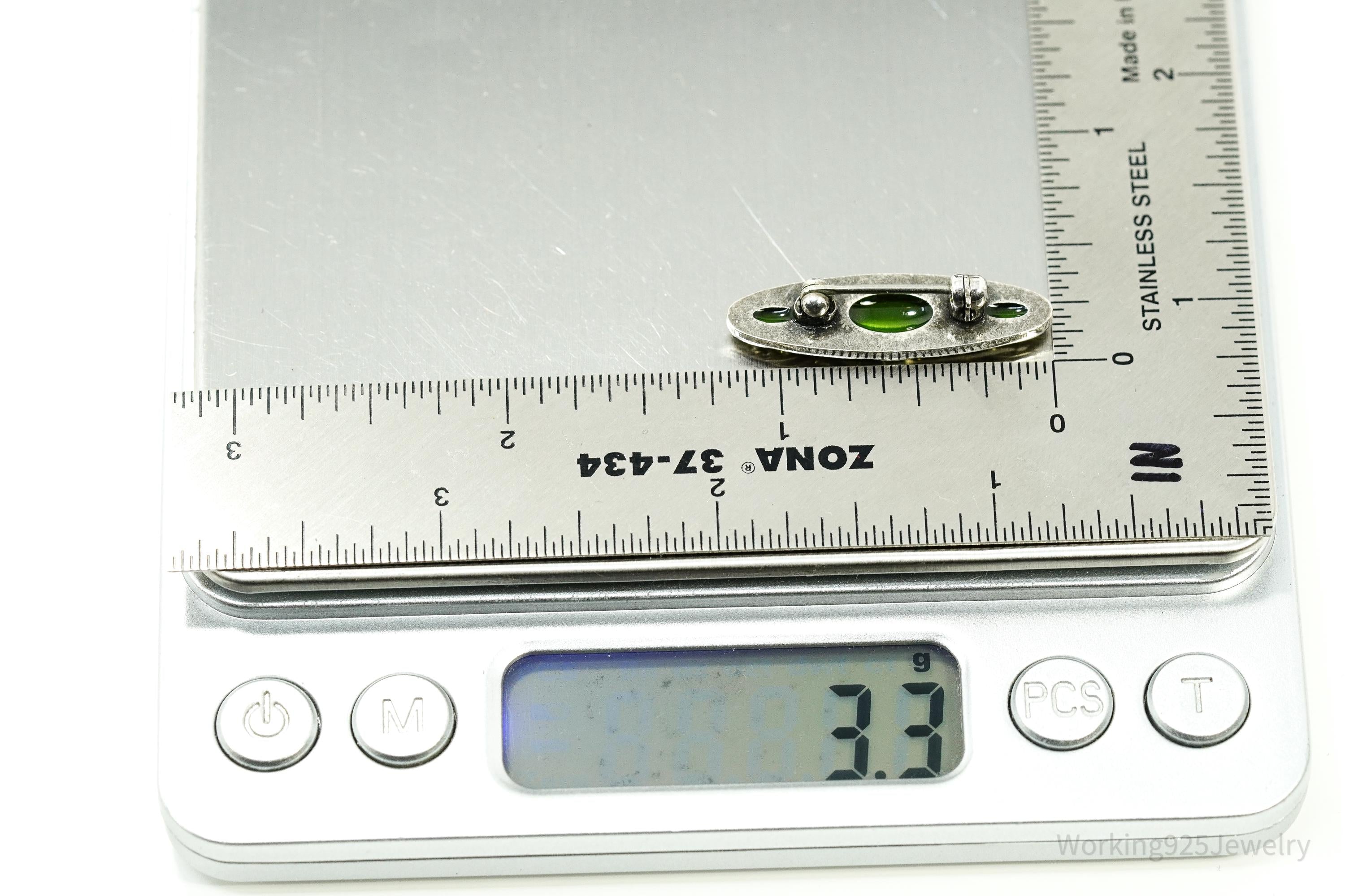 Antique Art Deco Style Rhinestone Silver Brooch Pin