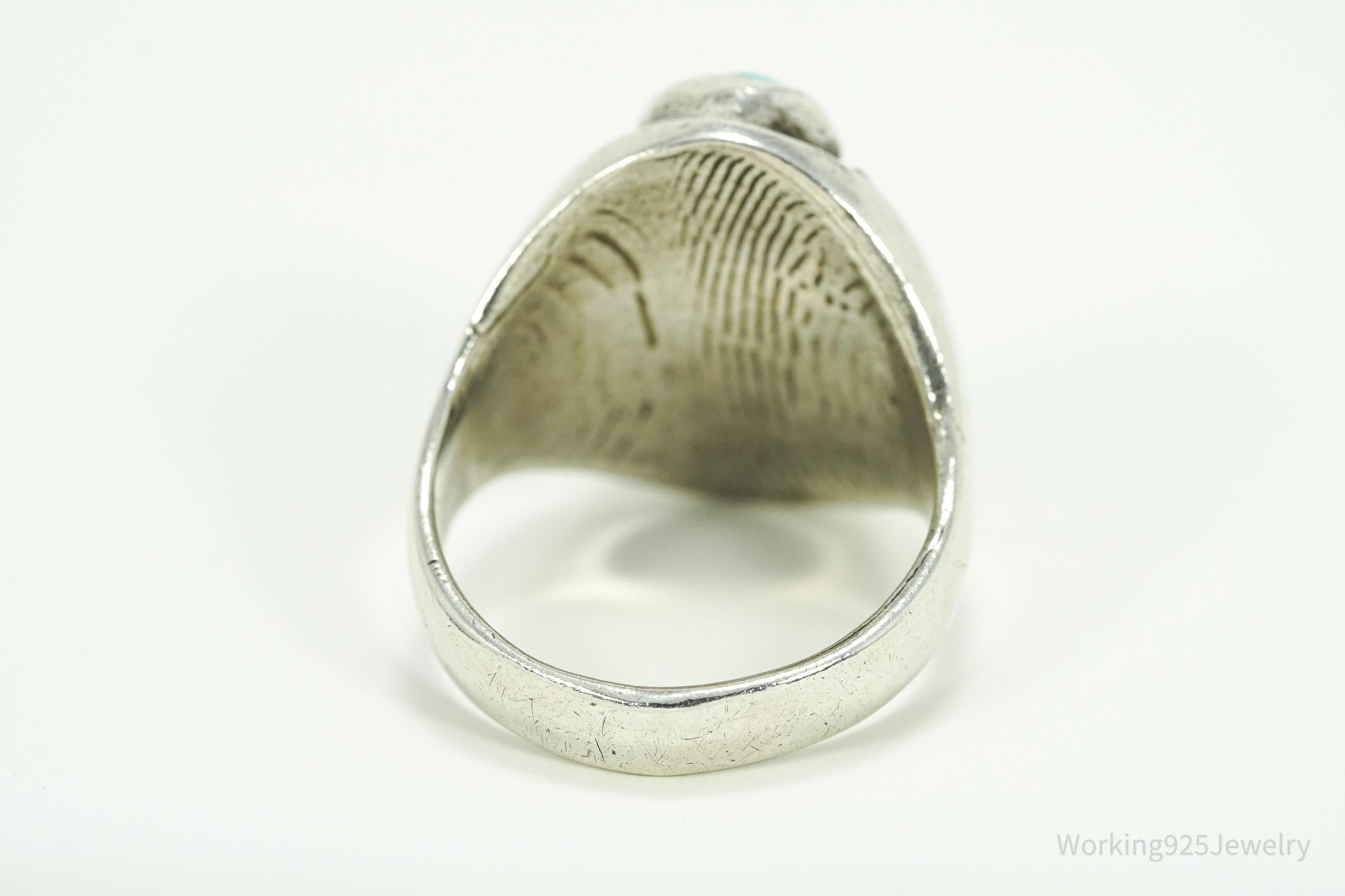 Vintage Native American Turquoise Silver Ring - Size 10.25