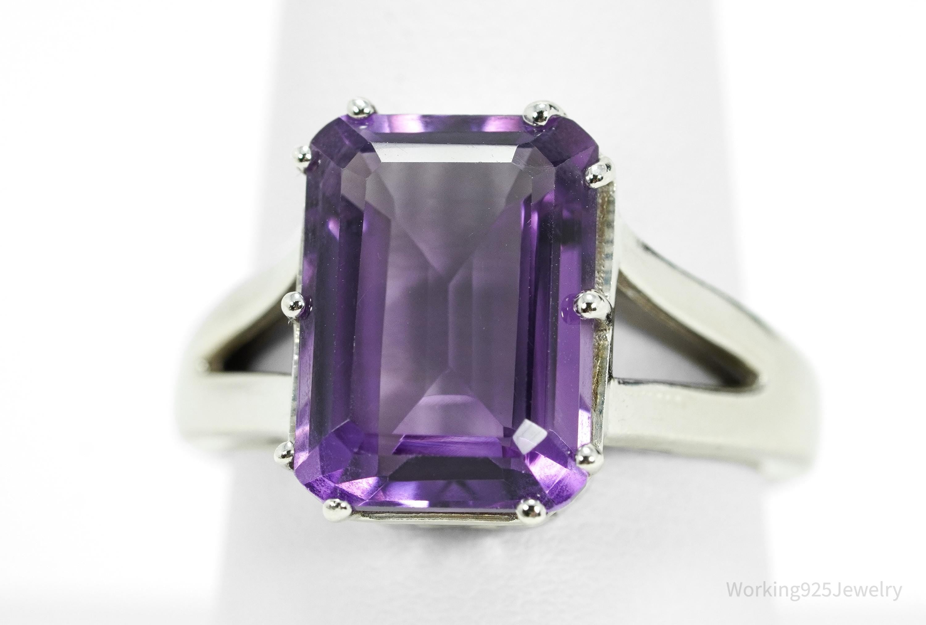 Vintage LNT Amethyst Sterling Silver Ring - Size 8.75