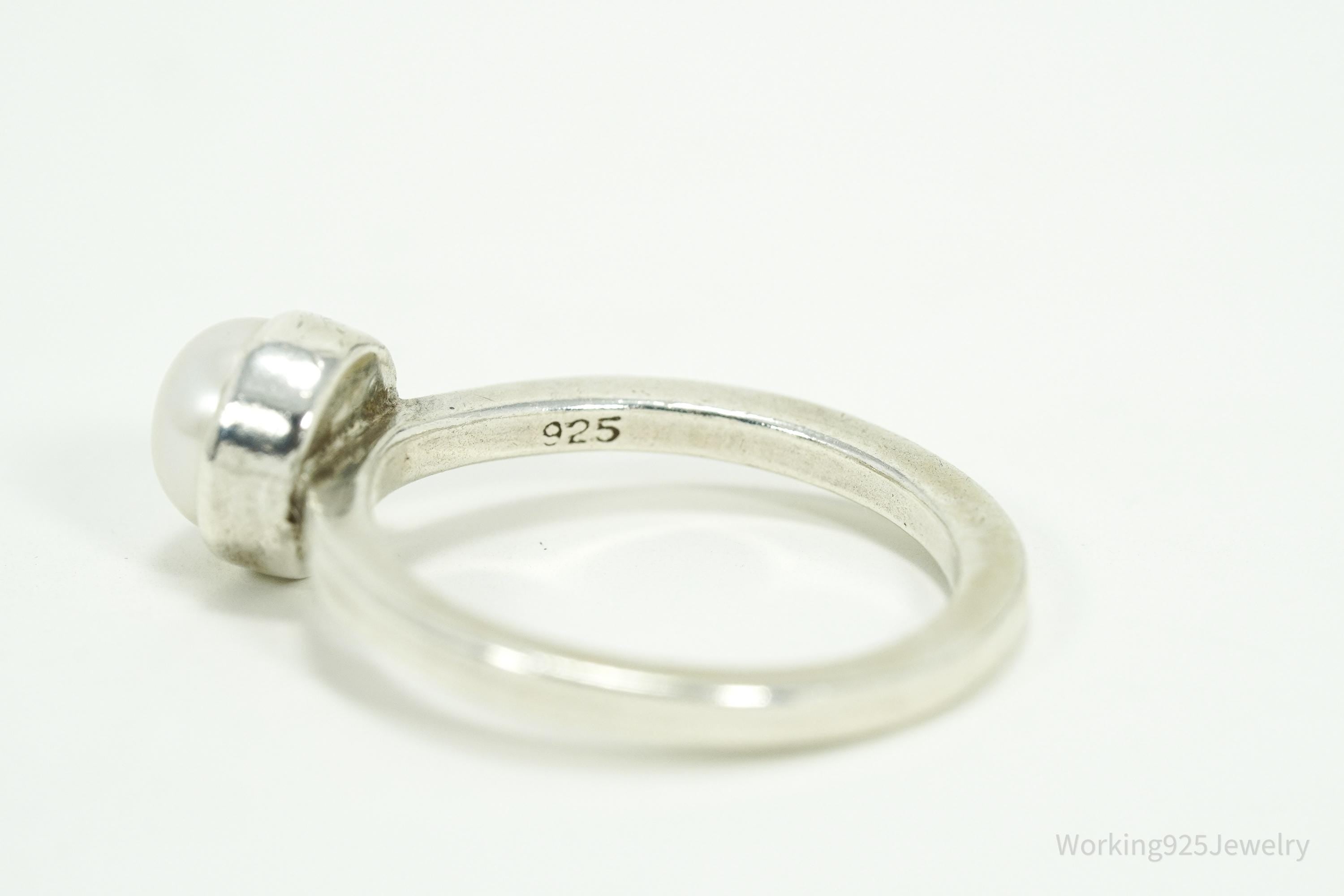 Vintage Pearl Sterling Silver Ring - Size 5