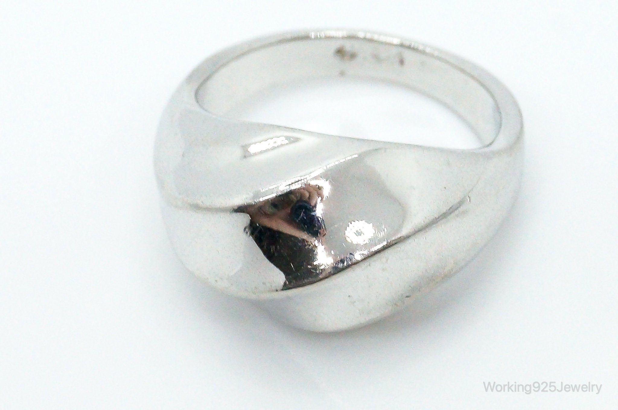 Vintage Modernist Style Dome Sterling Silver Ring - Size 8