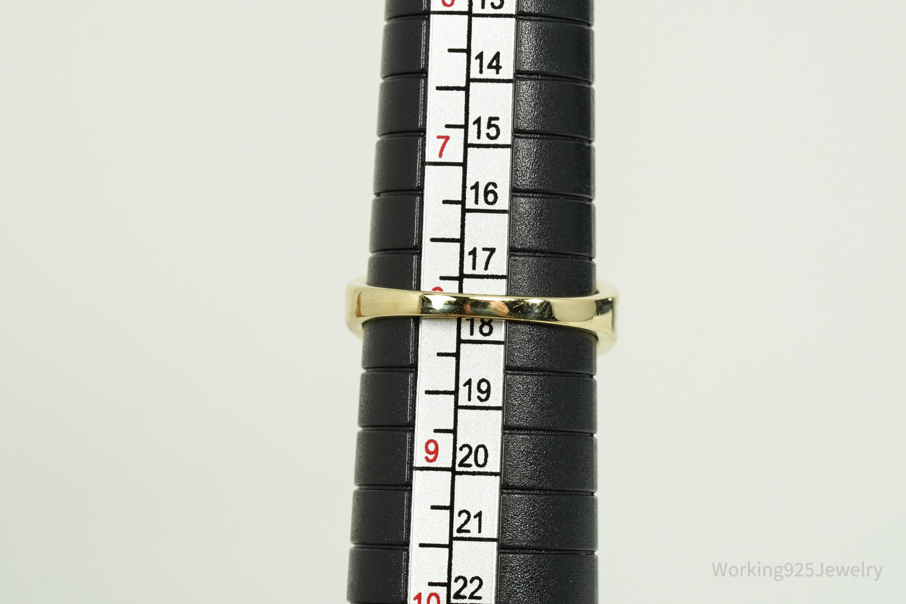 Vintage Emerald & White Topaz Gold Vermeil Sterling Silver Ring Size 8