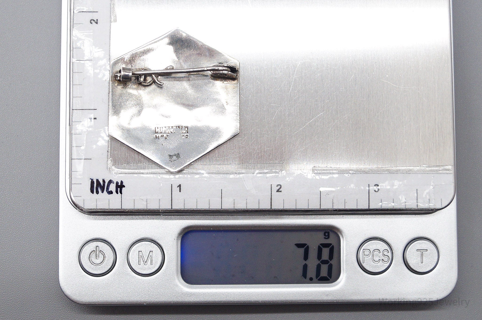 Large Vintage Guatemala Tribe Silver Brooch Pin