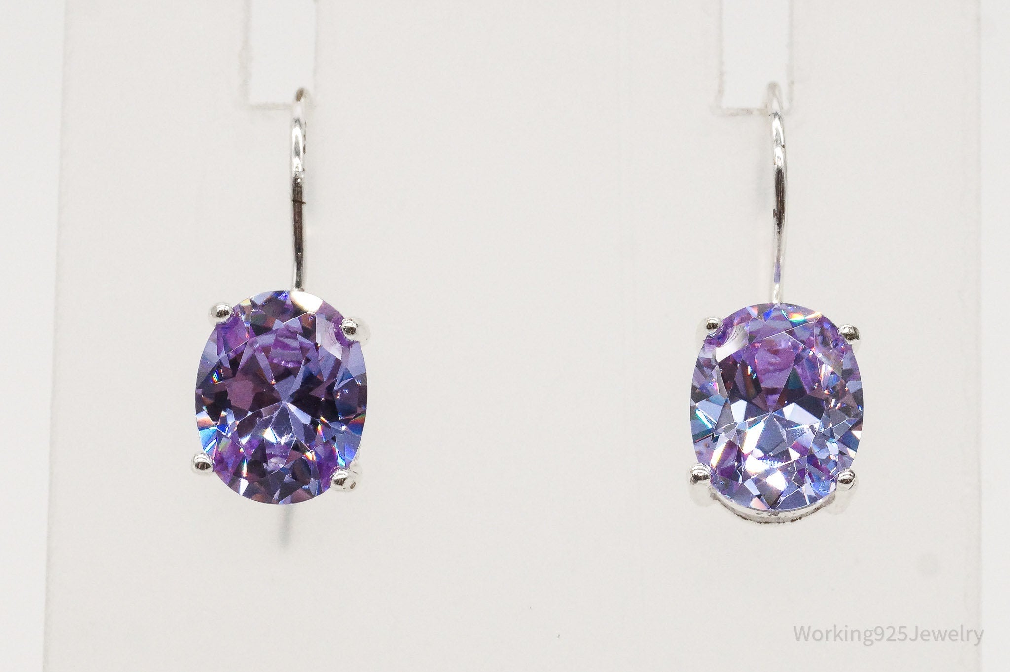 Vintage Purple Cubic Zirconia Sterling Silver Earrings