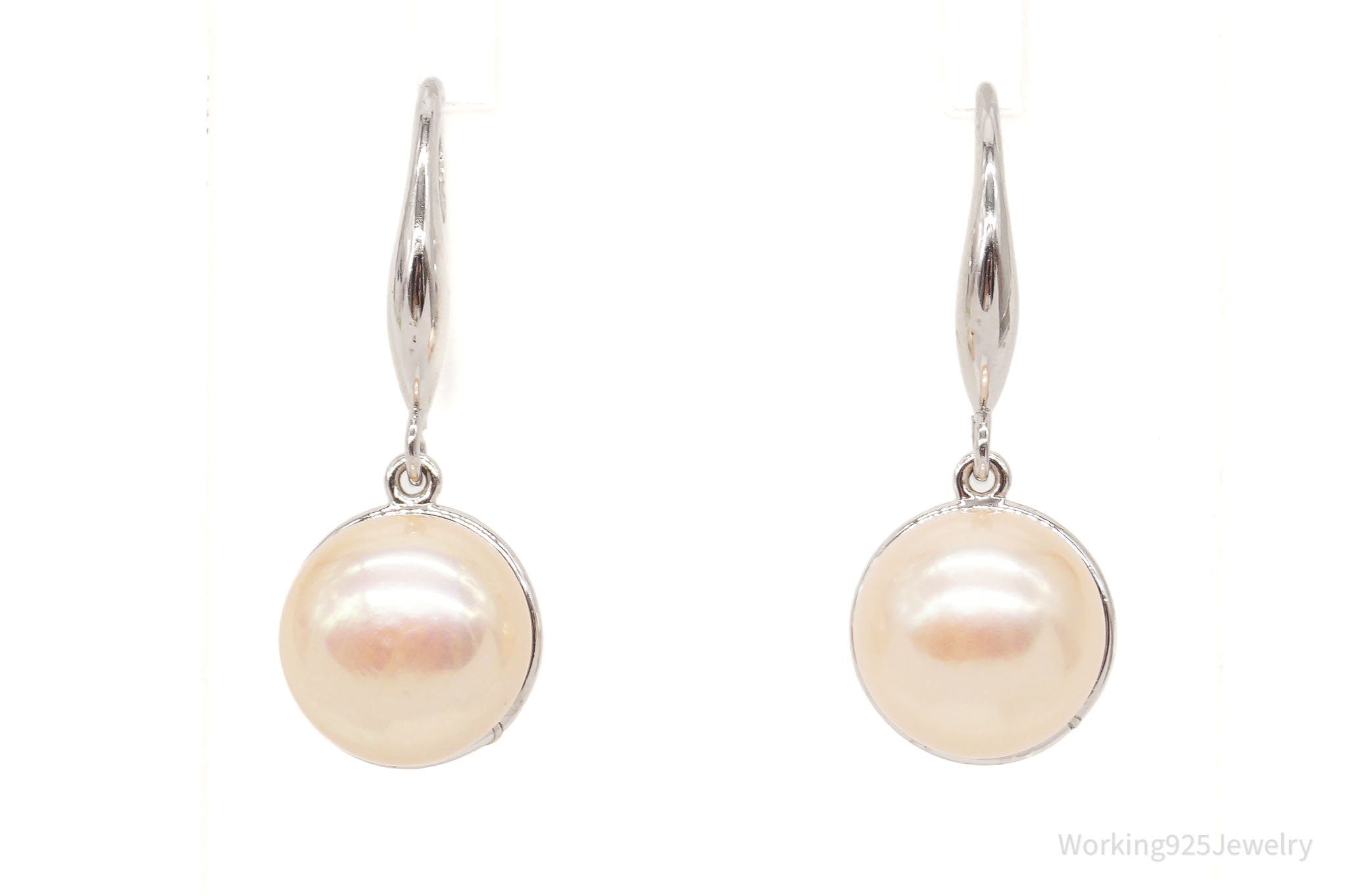 Vintage Pearl Sterling Silver Dangle Earrings