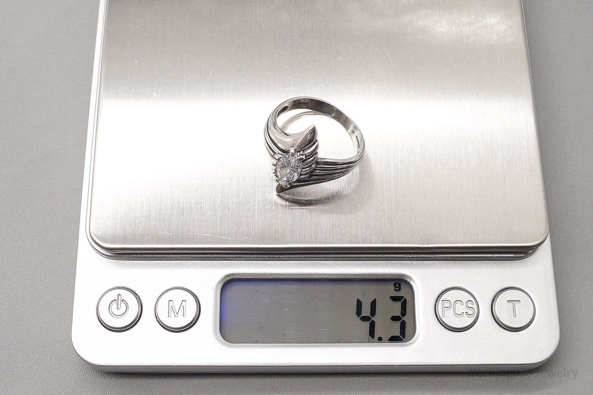 Vintage Designer Kabana Cubic Zirconia Sterling Silver Ring - Size 9