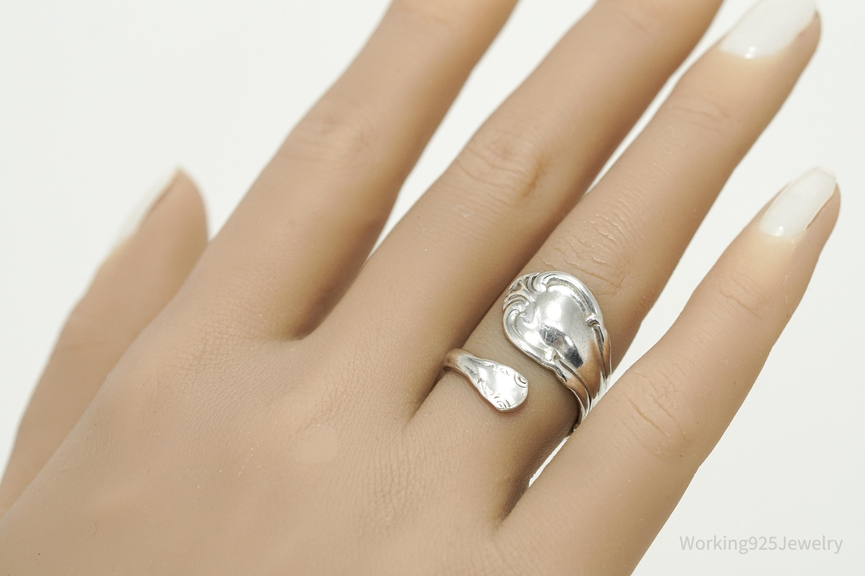 Vintage Cellini Sterling Silver Spoon Ring - Size 7