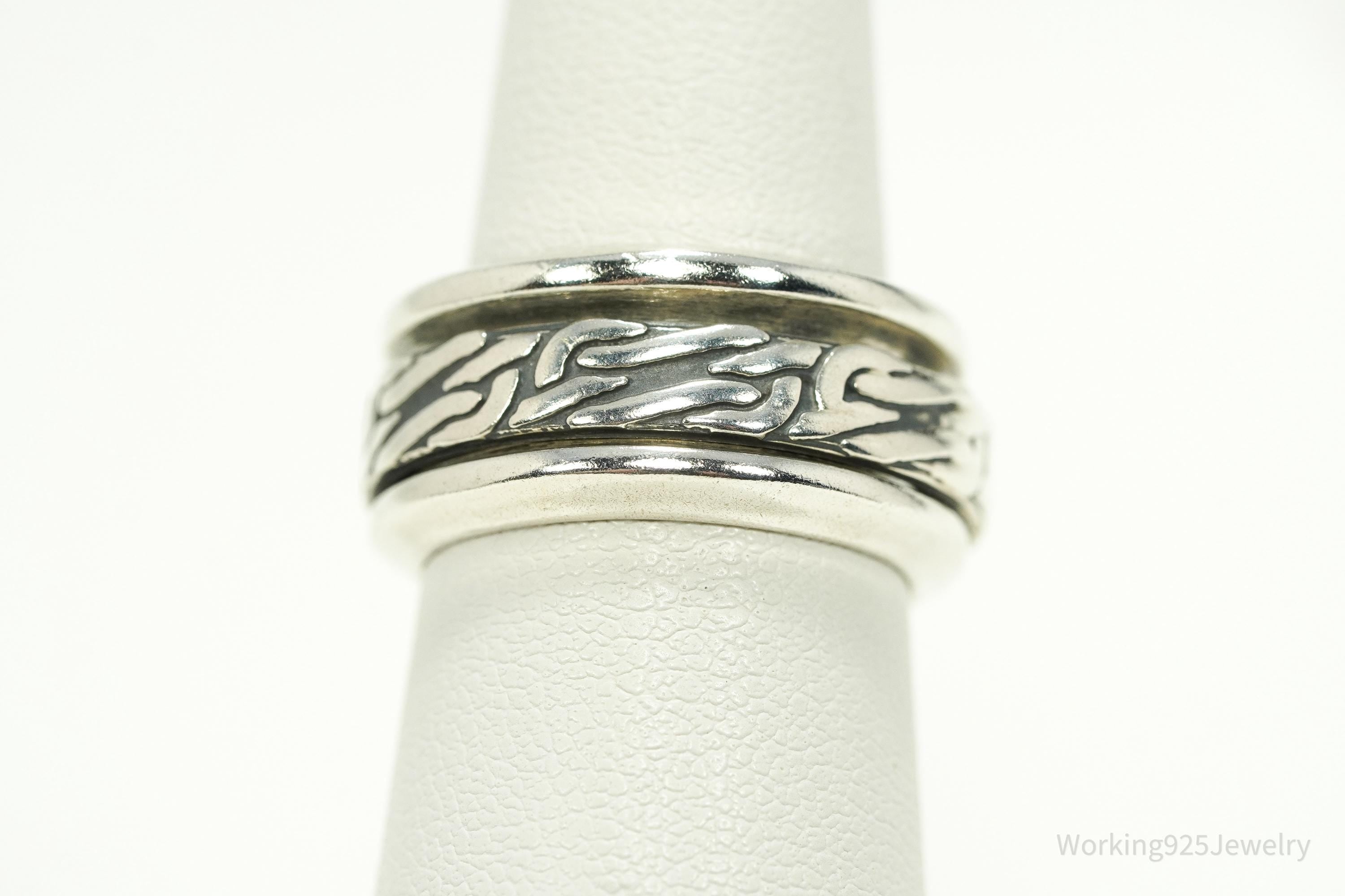 Vintage Celtic Knots Pattern Sterling Silver Spinner Band Ring - Size 6.5