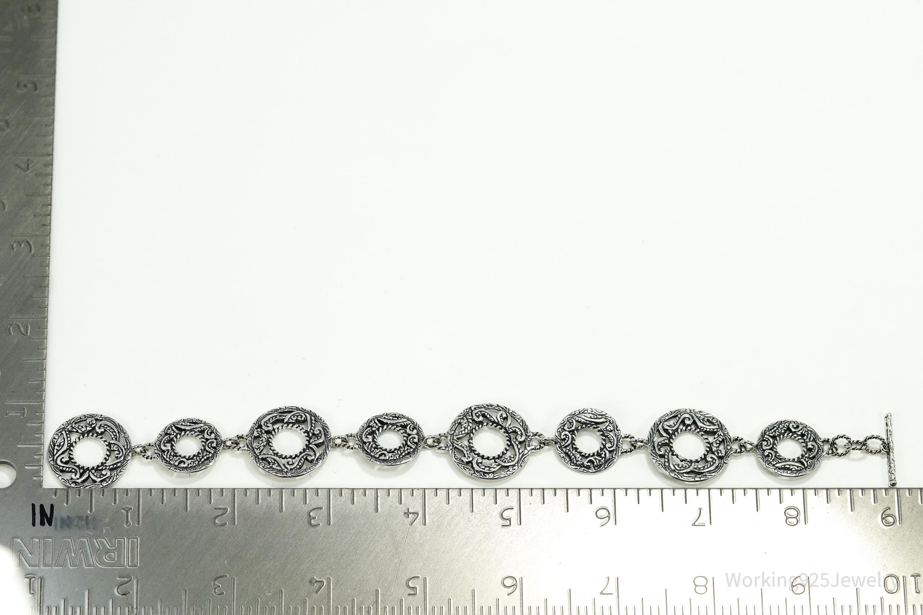 Vintage Native Carolyn Pollack Relios Sterling Silver Bracelet 9"