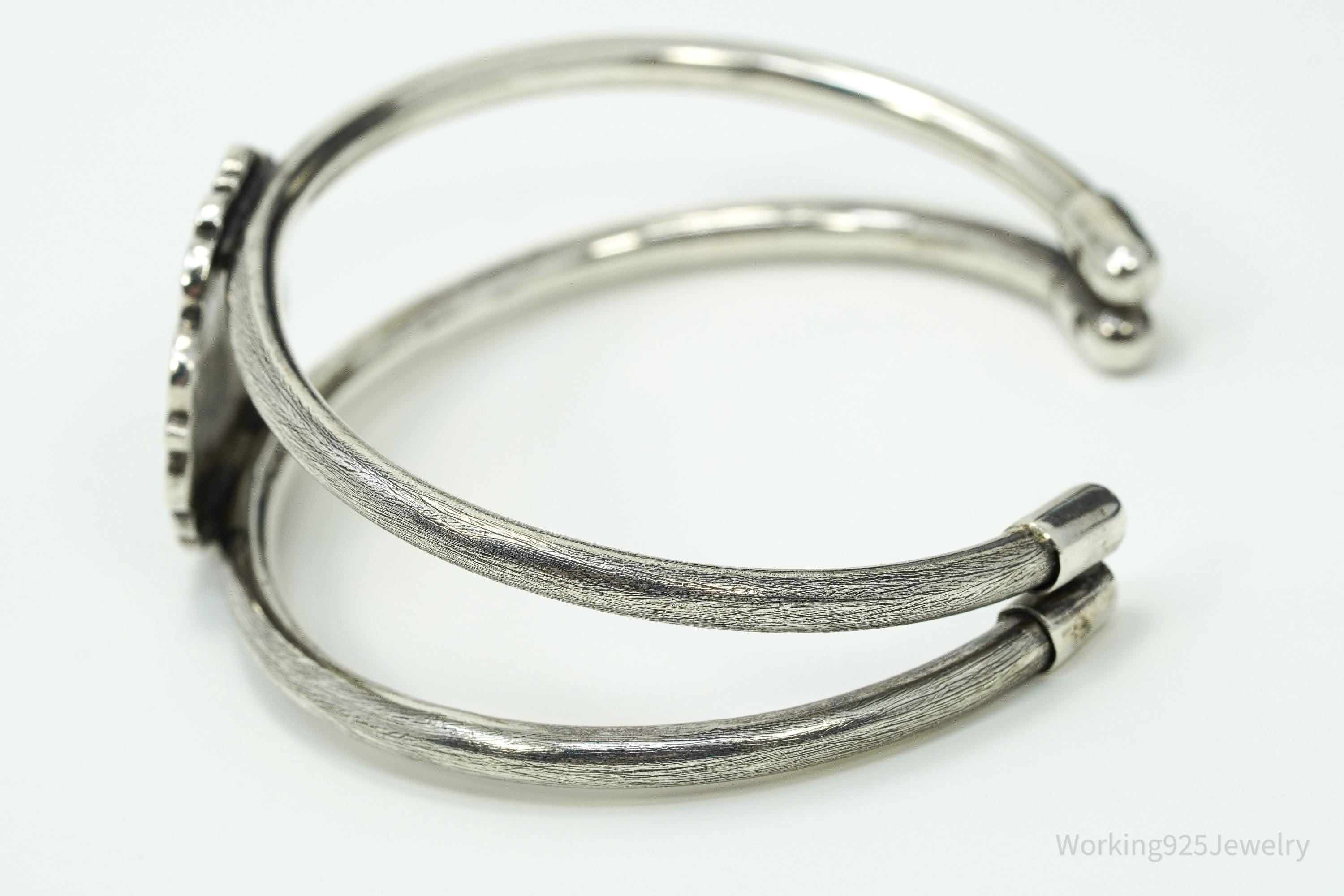 Vintage Art Nouveau Style Sterling Silver Cuff Bracelet 7.5"