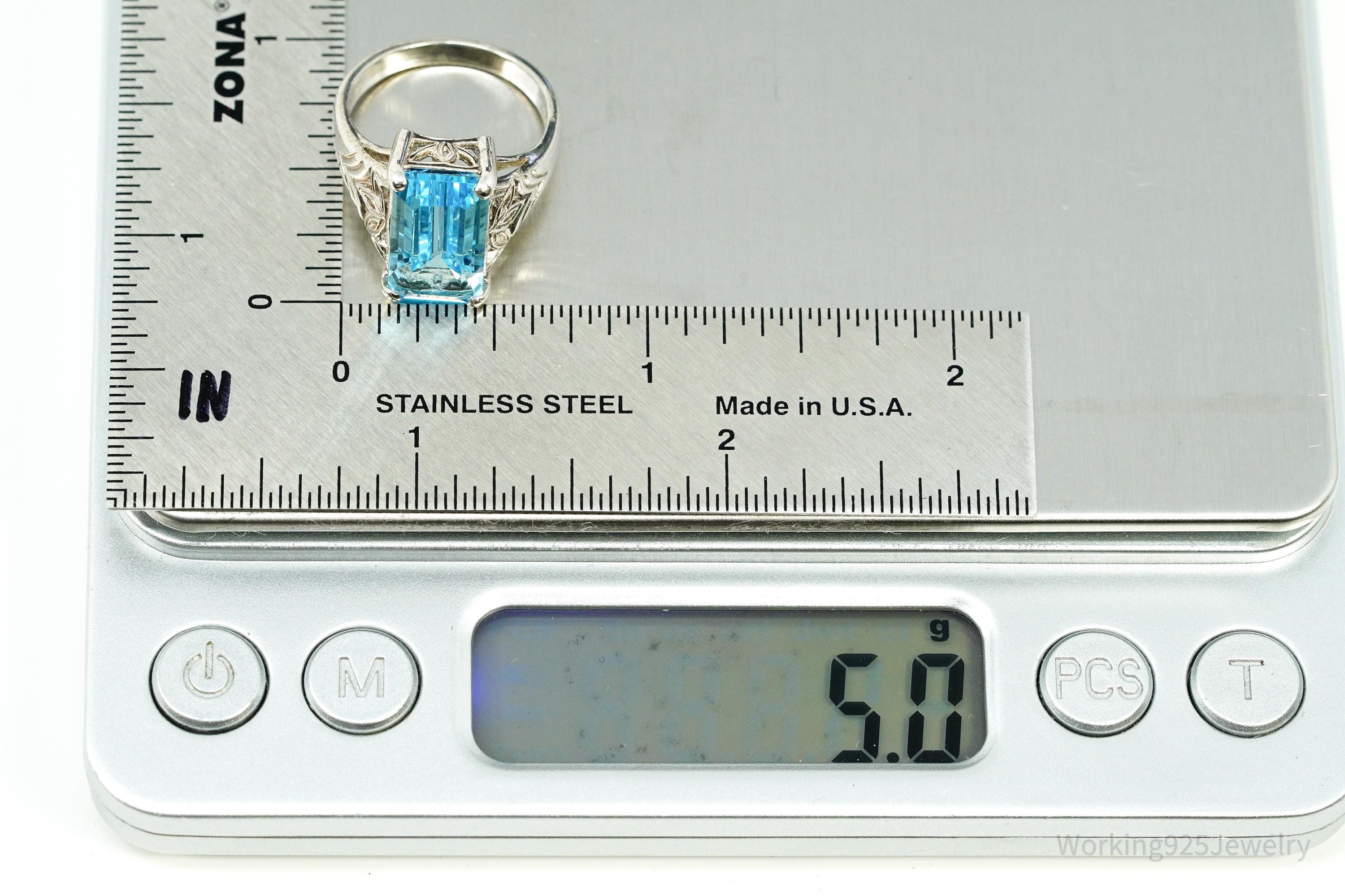 Vintage Blue Topaz Sterling Silver Ring - Size 6