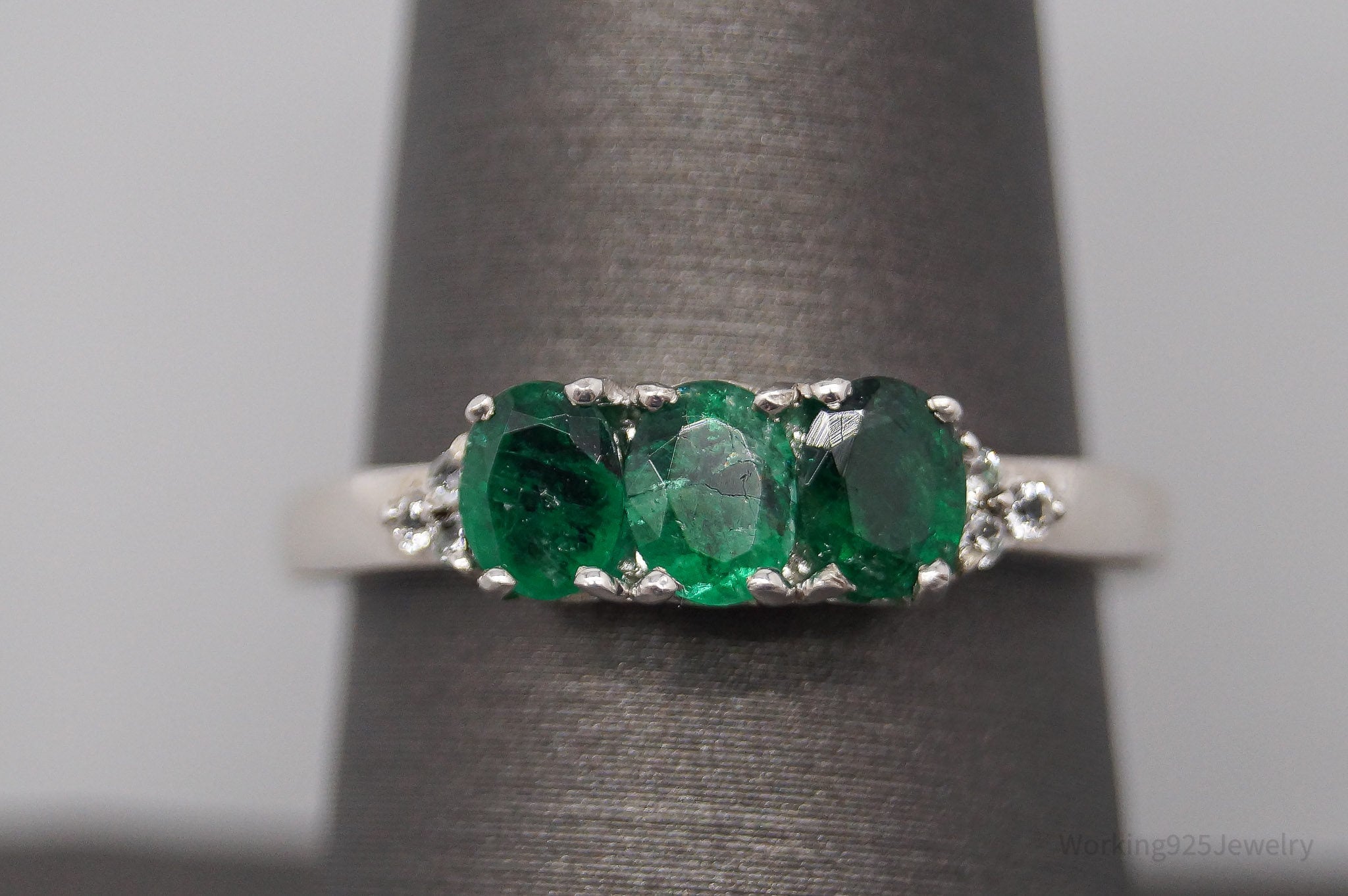 JTV TGGC Emerald White Topaz Sterling Silver Ring - Size 8