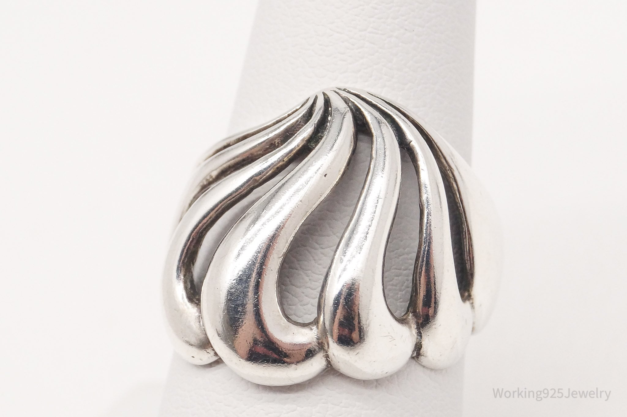 Vintage Designer KABANA Waves Sterling Silver Ring - Size 7.75