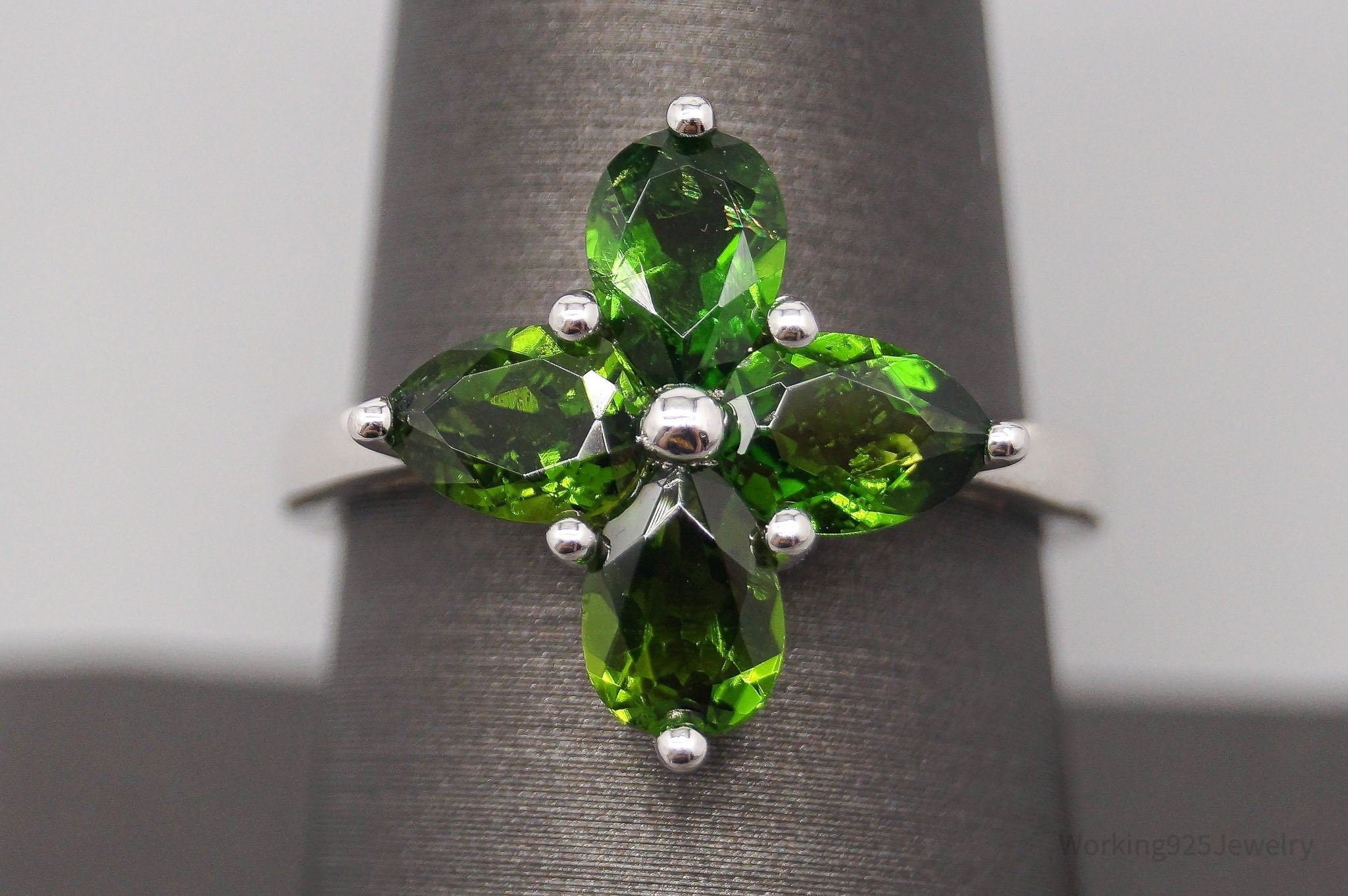 JTV TGGC Green Chrome Diopside Sterling Silver Ring - Size 9