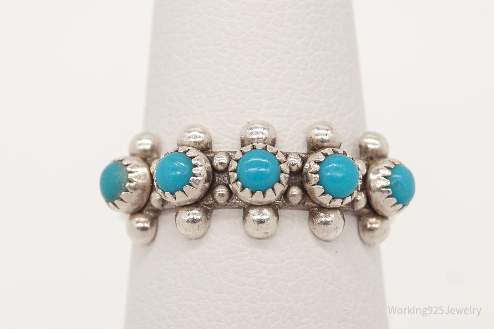 Vintage Native Bell Trading Post Turquoise Sterling Silver Ring - Size 5.5