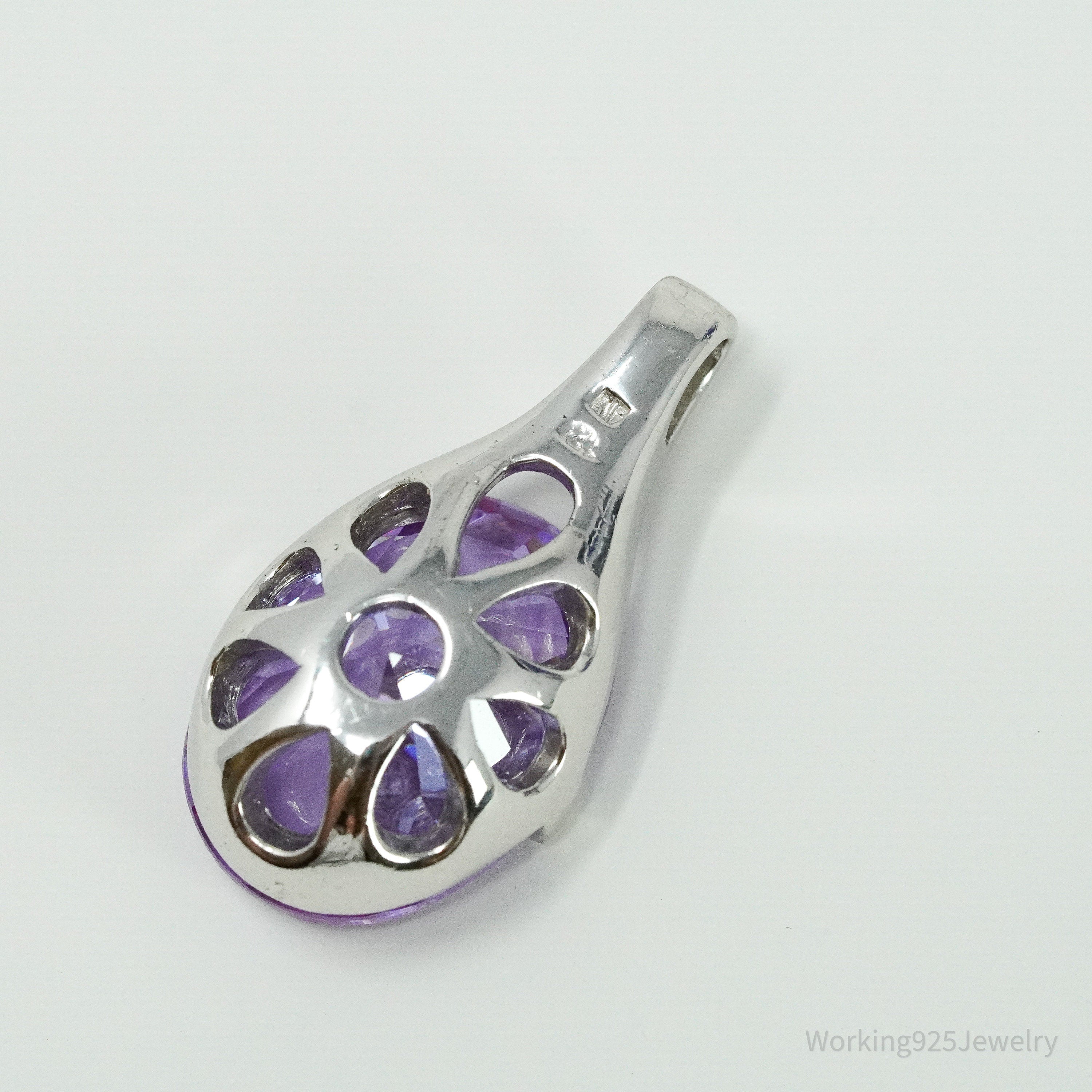 Vintage Purple Cubic Zirconia Sterling Silver Pendant